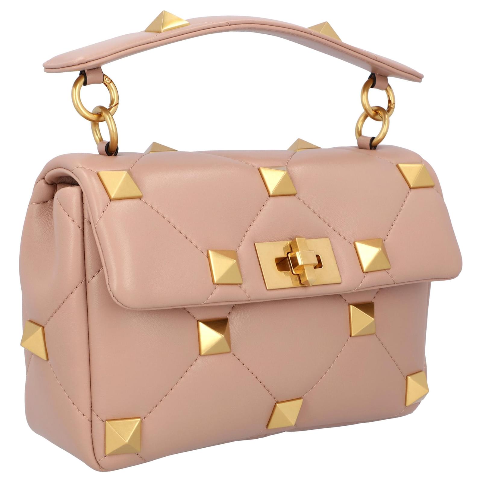 Valentino women roman stud the shoulder bag in rose cannelle leather Pink  ref.562291 - Joli Closet