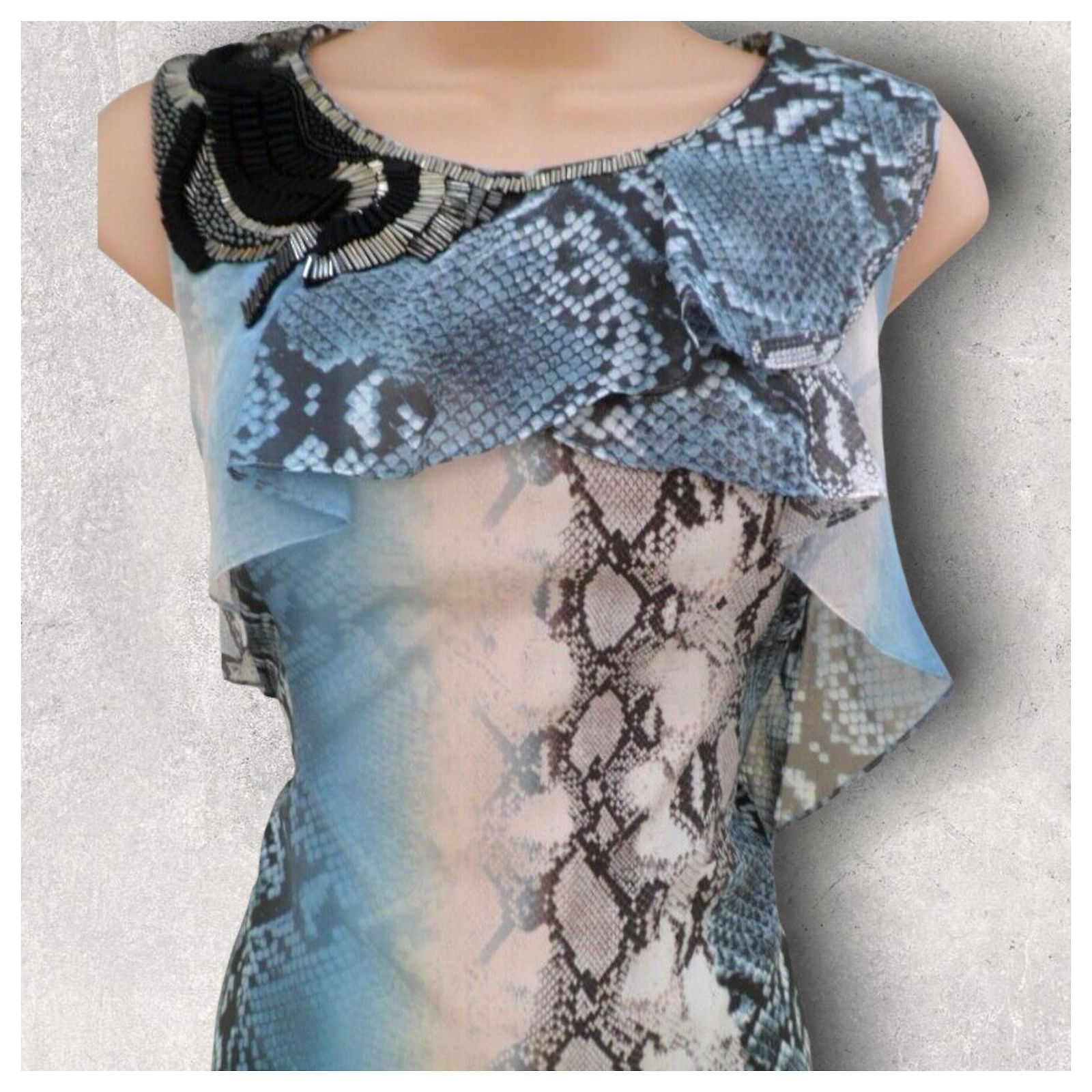 Chemise Karen Millen En Soie 100% Bleue Taille 8 (S) - Occasion Très Bon état