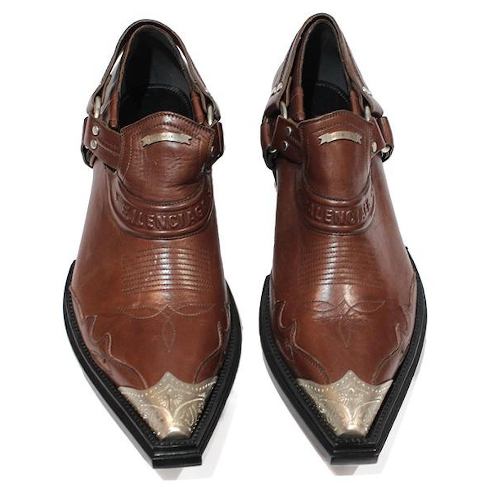 Balenciaga BOOTS Marrone Argento Pelle Metallo Joli