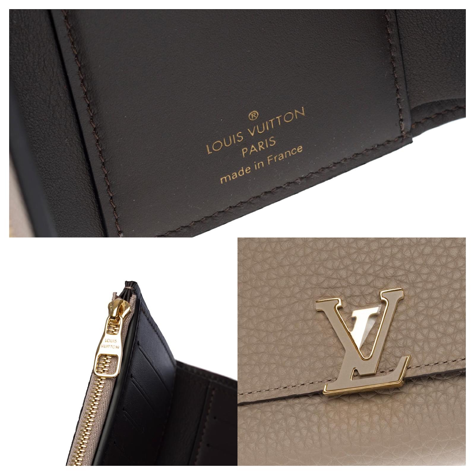 Very beautiful Louis Vuitton Capucines wallet in pebble gray and brown  taurillon leather Grey ref.658645 - Joli Closet