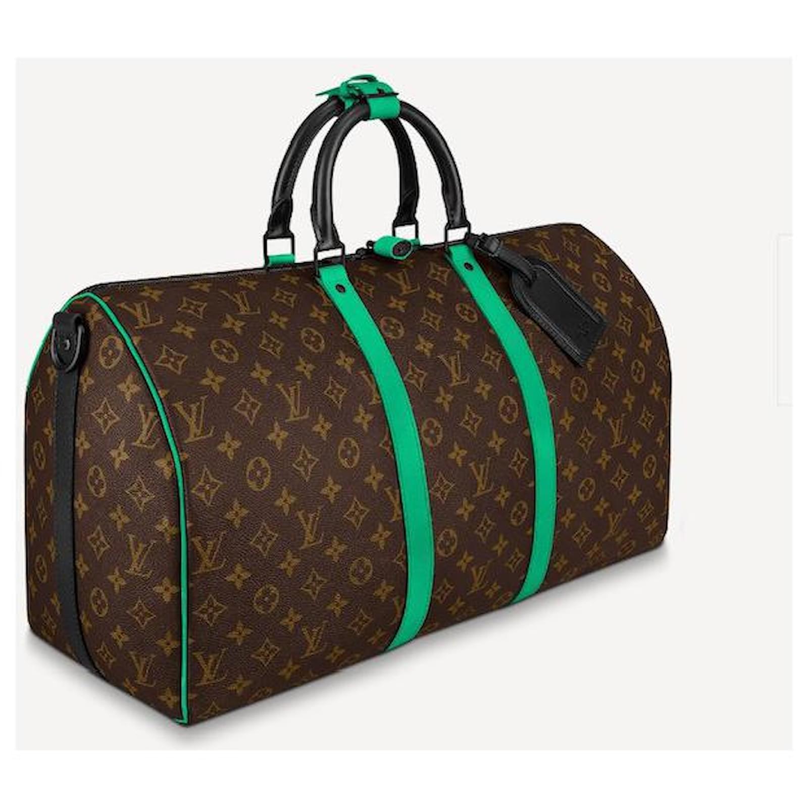 Louis Vuitton LV Keepall 50 macassar green Leather ref.564205 - Joli Closet