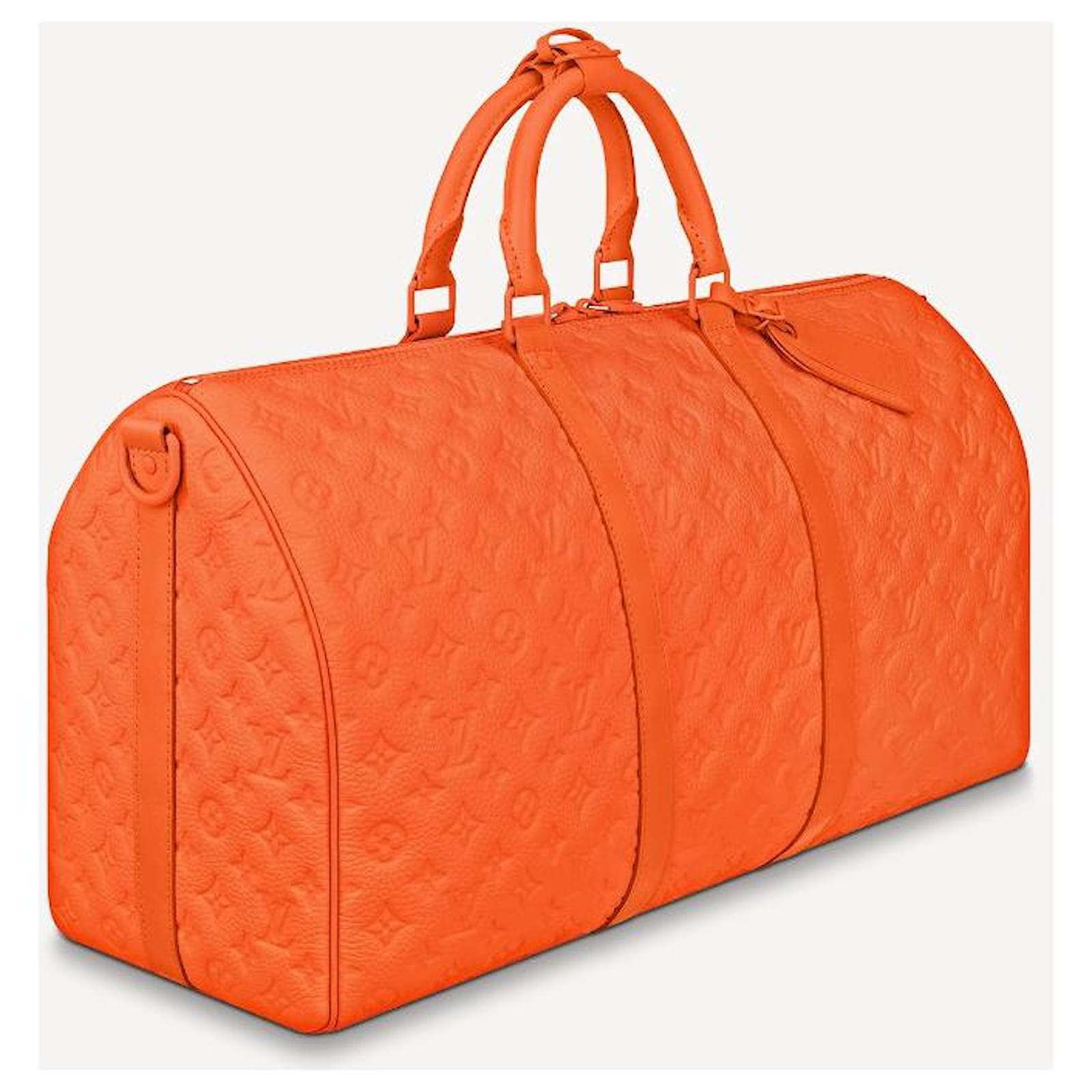 Louis Vuitton LV Keepall 50 Orange Taurillon Monogram Leather ref.564207 -  Joli Closet