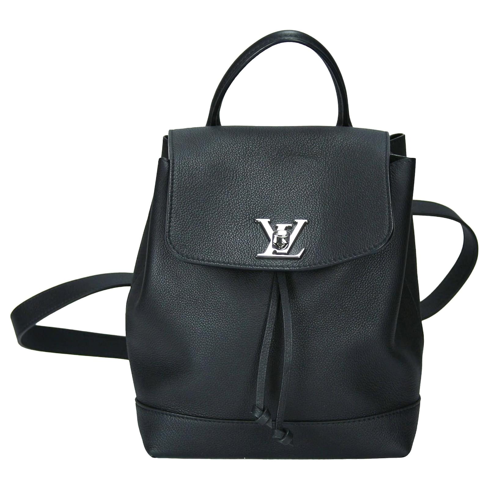 Twist Louis Vuitton Lockme Backpack Black Calfskin Brown Leather Pony