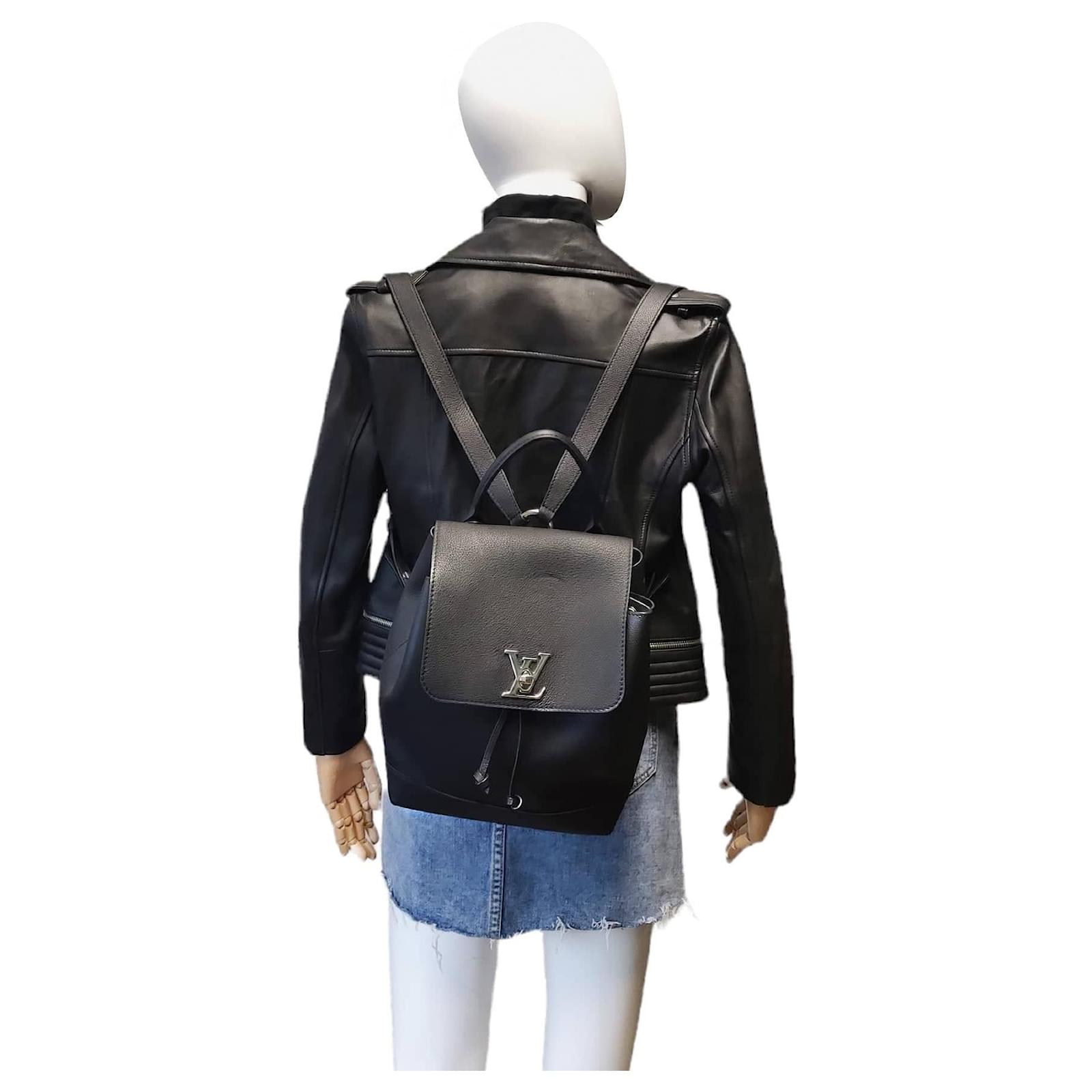 Twist Louis Vuitton Lockme Backpack Black Calfskin Brown Leather