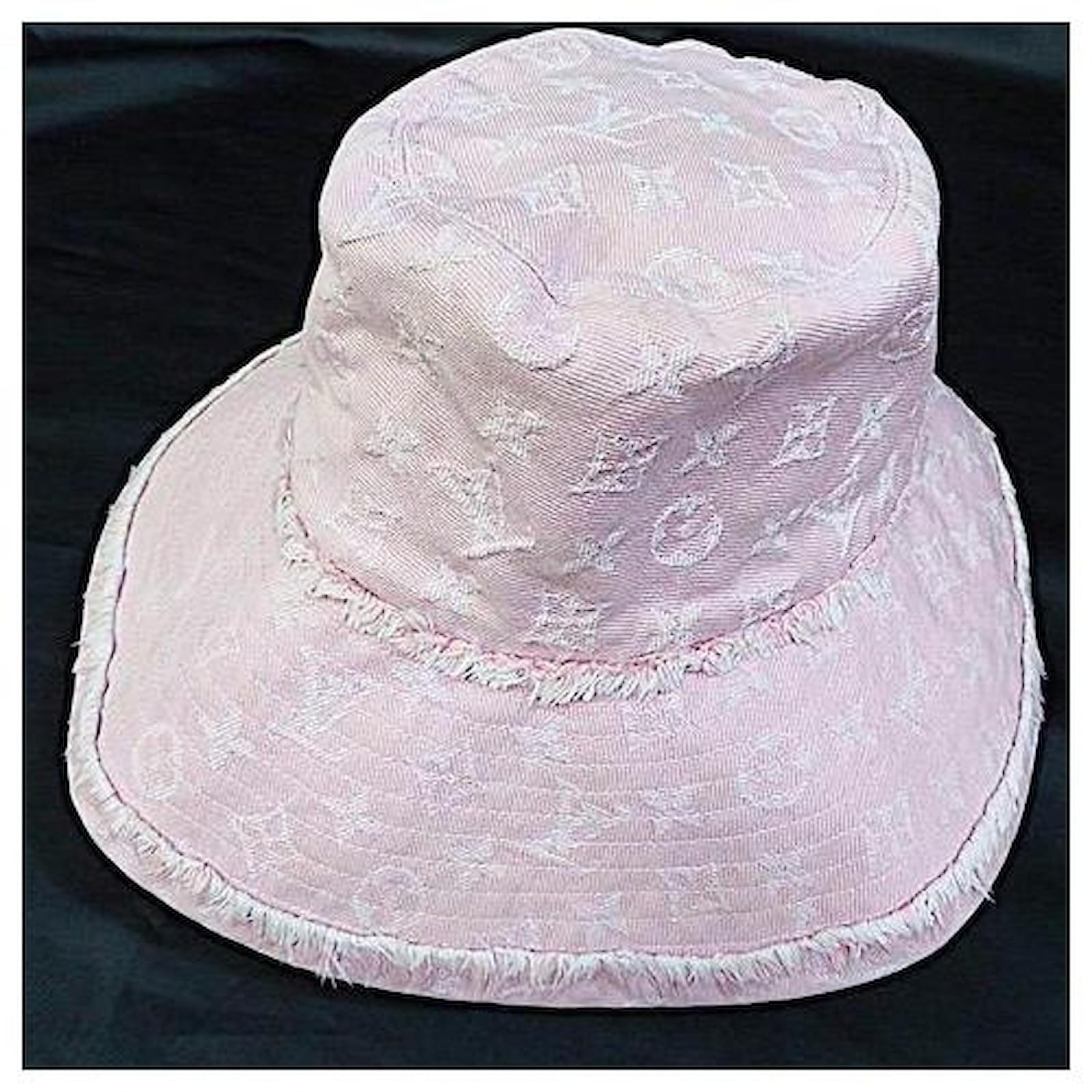 Louis Vuitton Rare Oversized Monogram Distressed Denim Hat Pink ref.564304  - Joli Closet