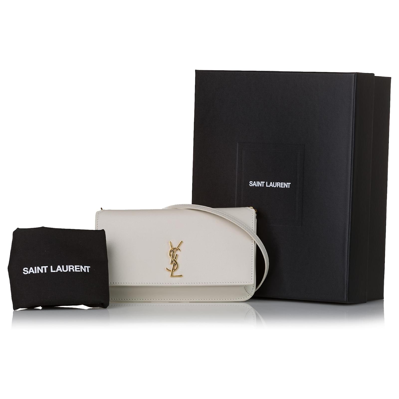 Yves Saint Laurent YSL White Kate Leather Crossbody Bag Pony
