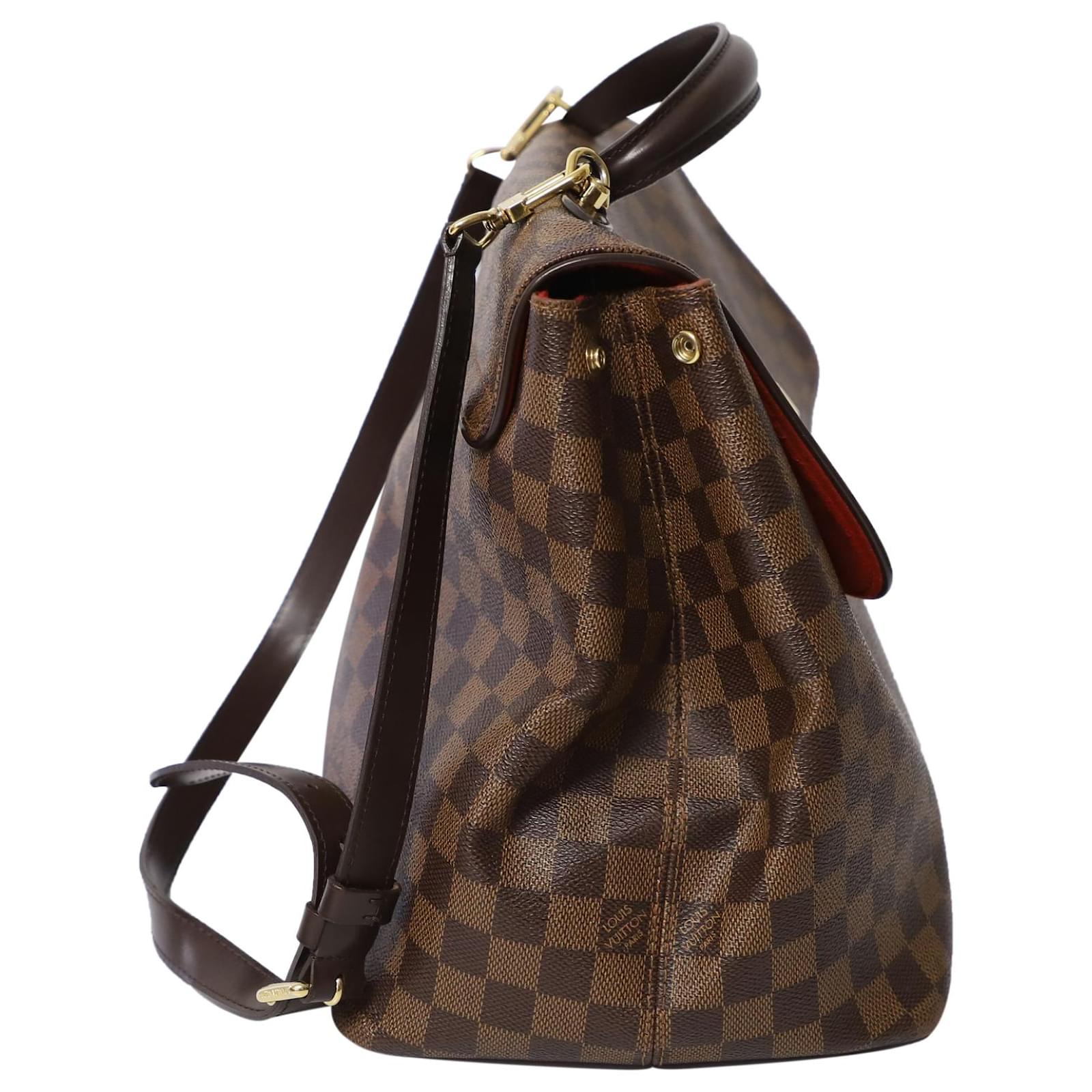 Louis Vuitton Damier Ebene Bergamo Bag in Brown Coated Canvas and