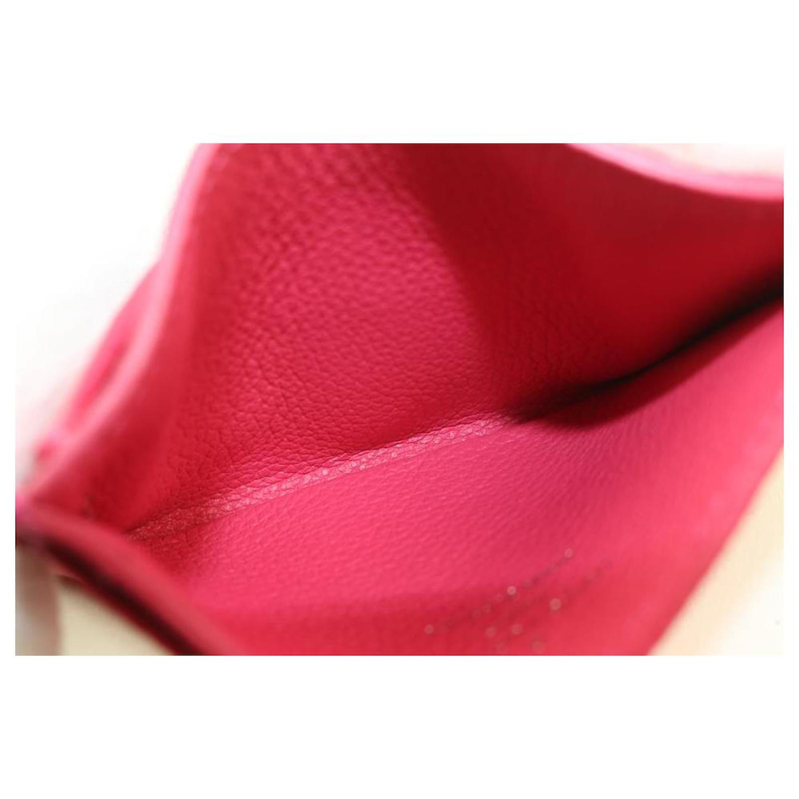 NEW LOUIS VUITTON Hot Pink Lockme Card Holder Calf Leather M68555