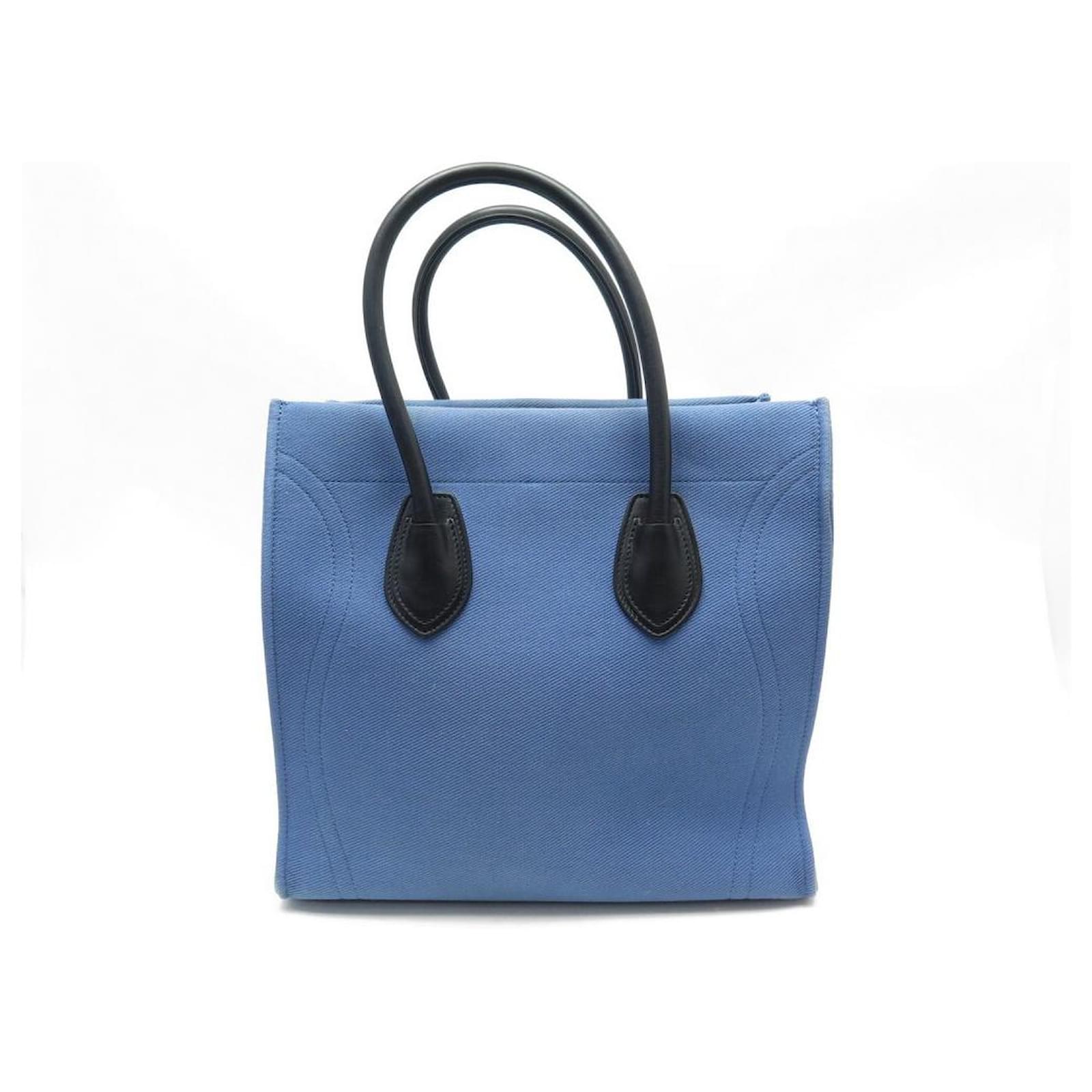 Céline NEW CELINE BUCKET BIG BAG SMALL BLUE LEATHER + HAND BAG POUCH  ref.411308 - Joli Closet