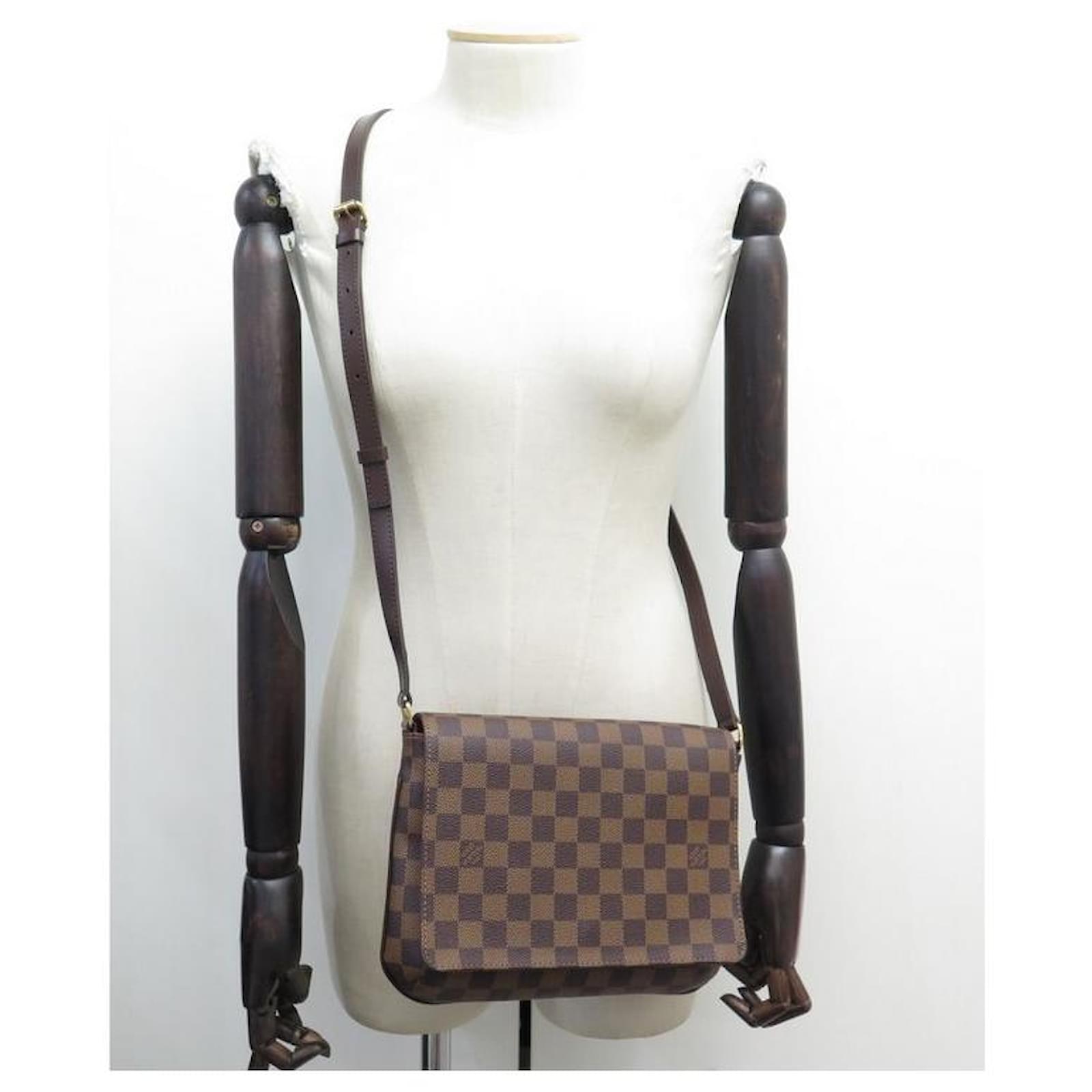 NEW LOUIS VUITTON MUSETTE TANGO PM N HANDBAG51301 NEW BAG EBONY CHECKED  CANVAS Brown Cloth ref.566322 - Joli Closet