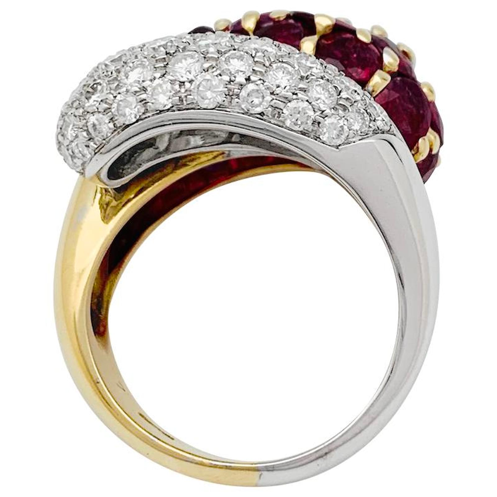 Bague Jonc Rubis deux ors 