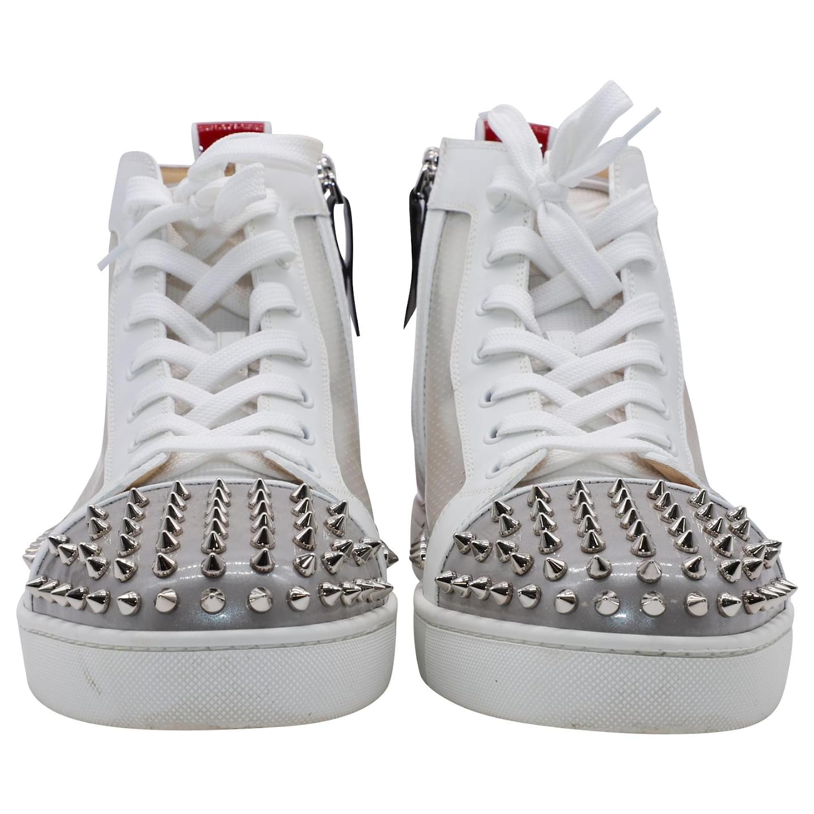 Christian Louboutin Sosoxy Spikes High-Top Sneakers in White