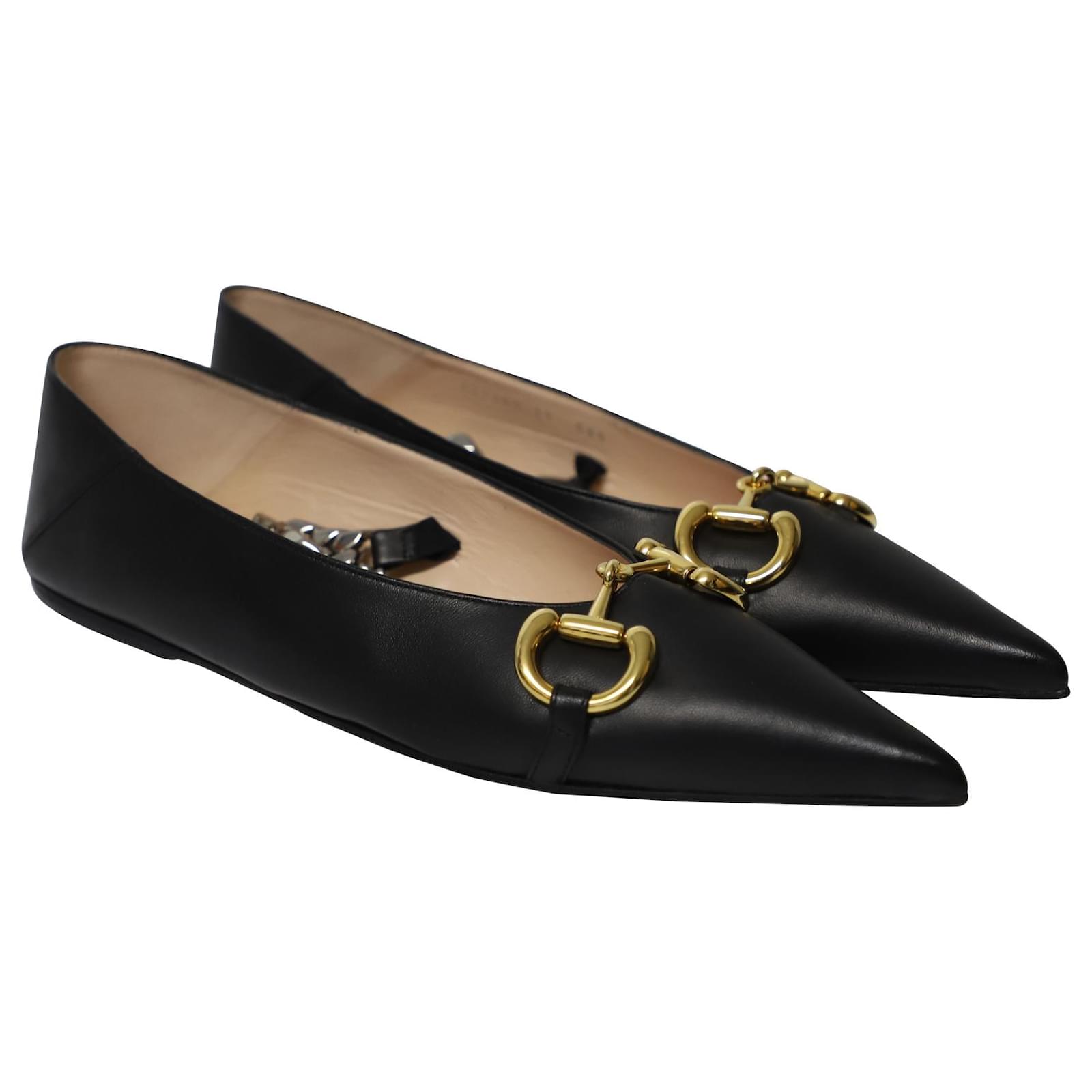 Gucci Ballet Flats with Horsebit in Black Leather ref.567849 Joli Closet