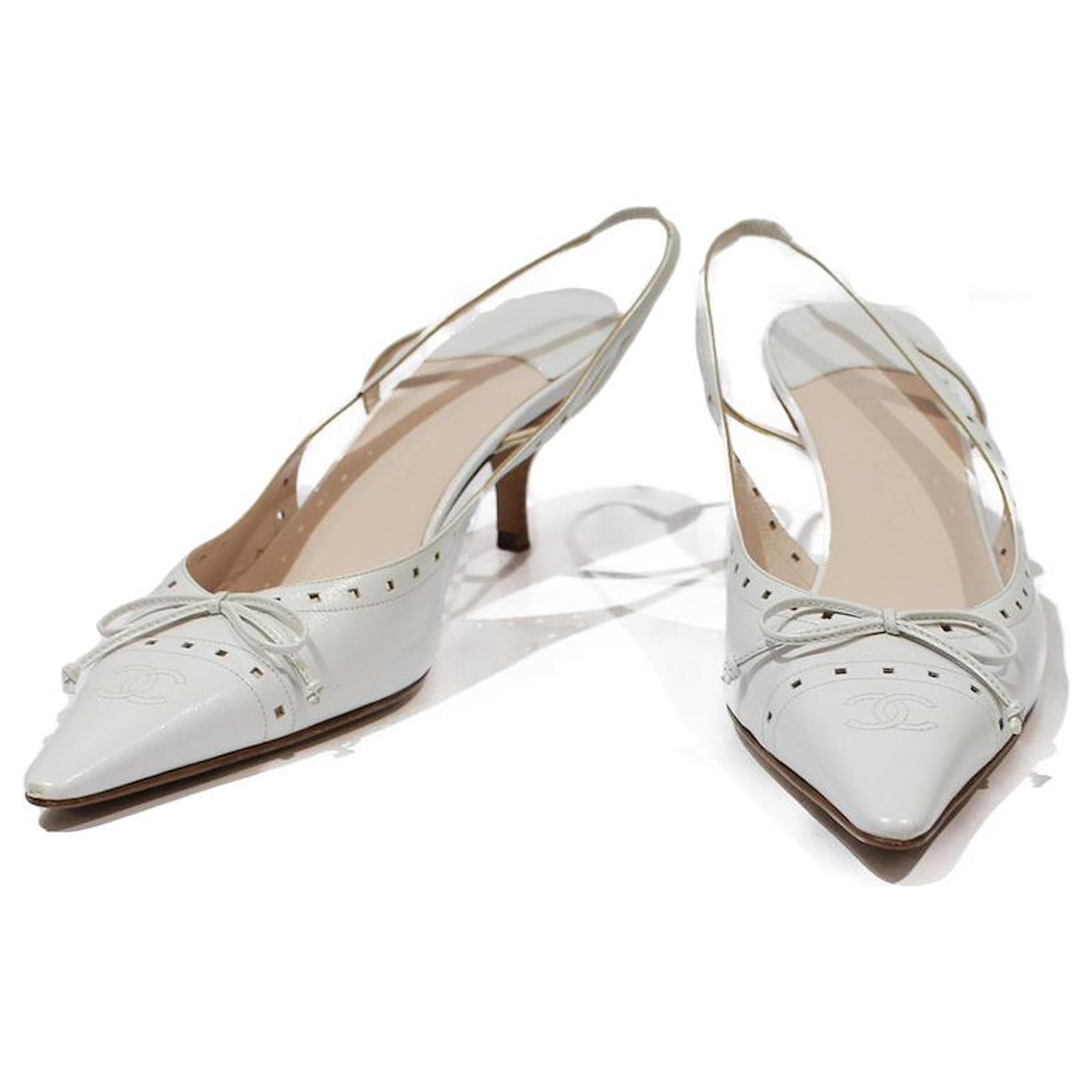 Chanel Heels White Leather ref.568175 - Joli Closet