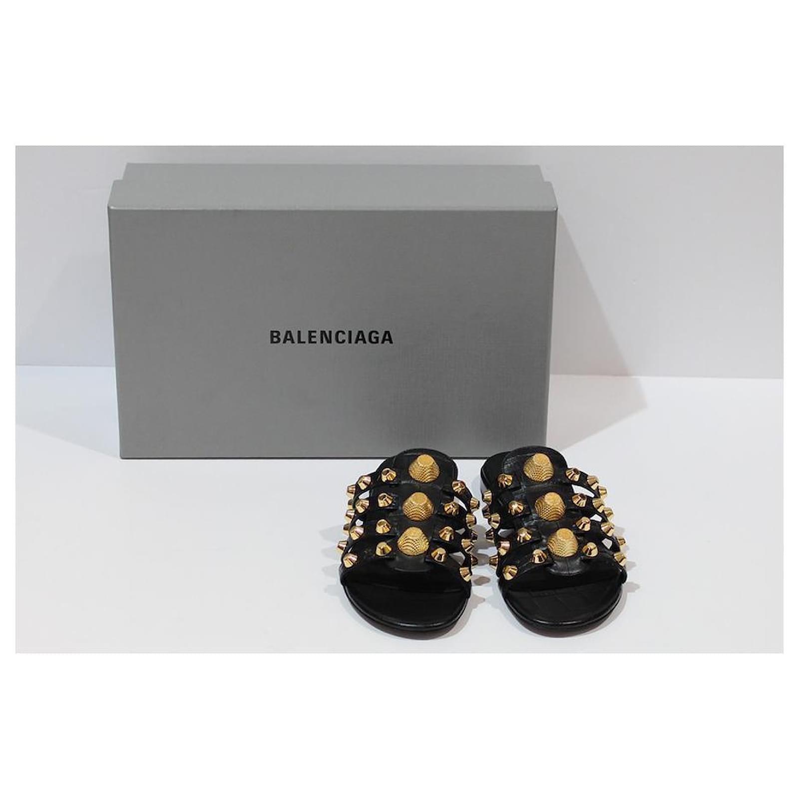 Balenciaga Sandals Black Gold hardware Leather ref.568189