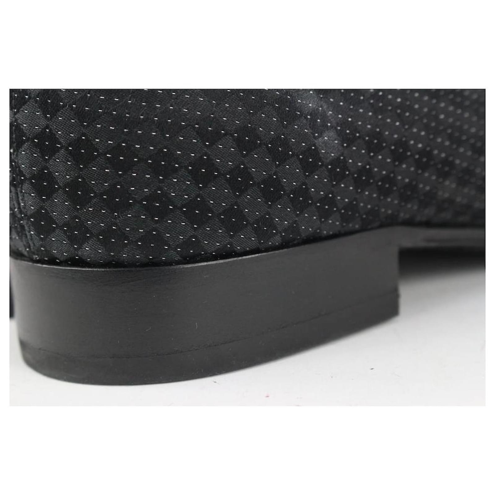 Louis Vuitton Mens US 9 Black Damier Sparkle Slip On Loafer Dress