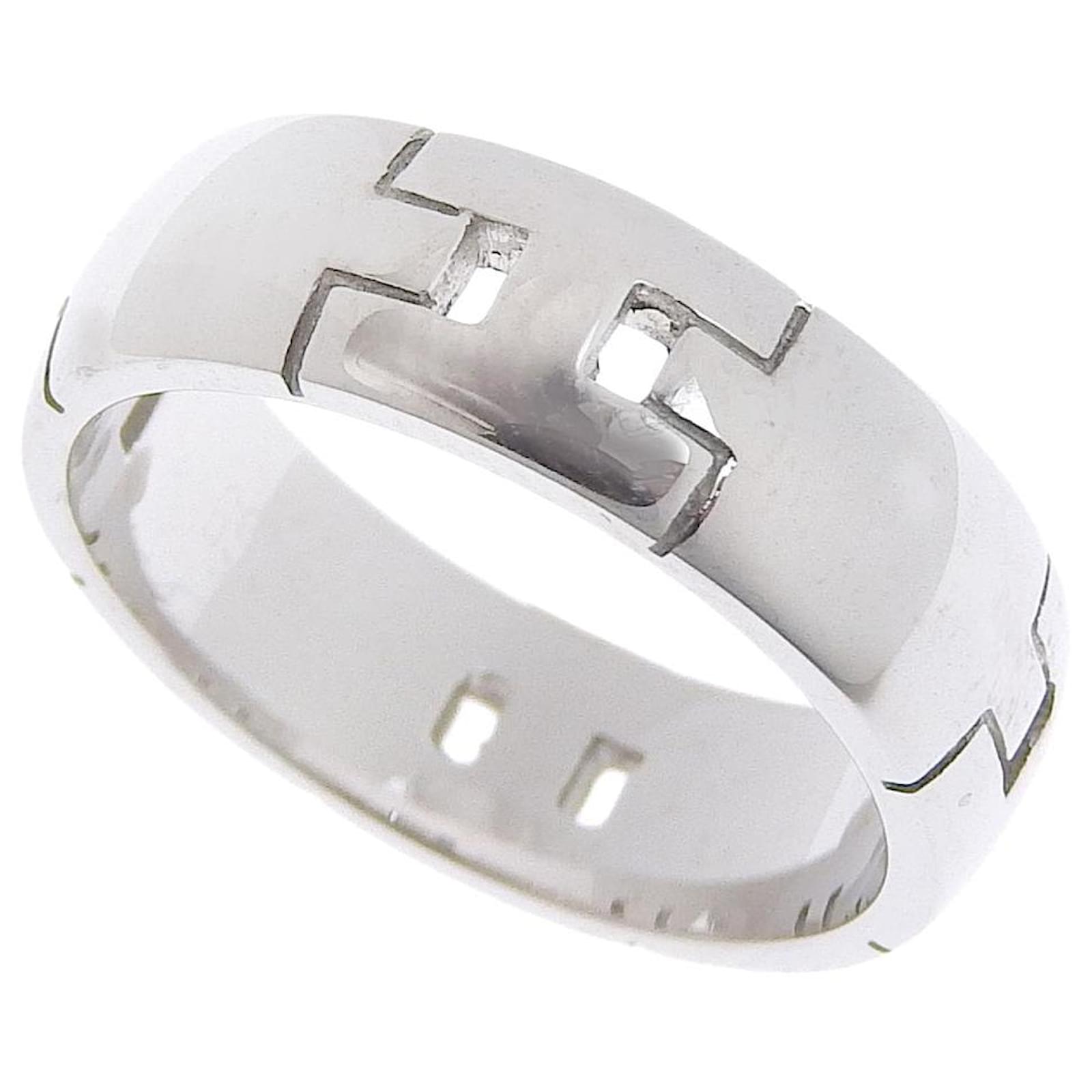 Ring Hermès Hercules Silvery White gold ref.569800 - Joli Closet