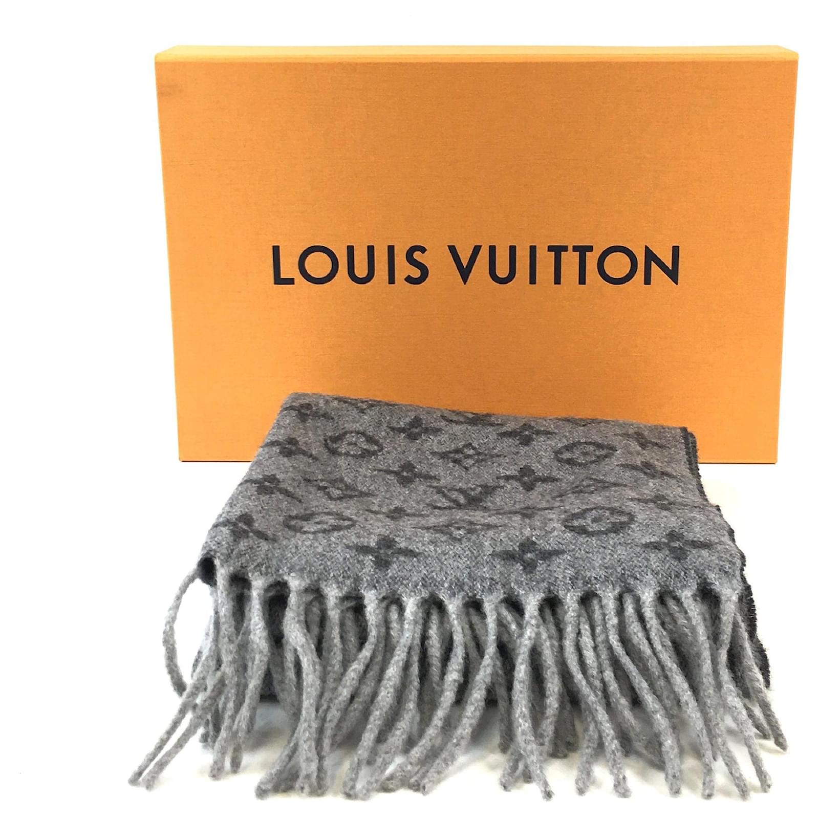 Louis Vuitton BUFANDA CLÁSICA CON MONOGRAMA Gris Lana ref.437902 - Joli  Closet