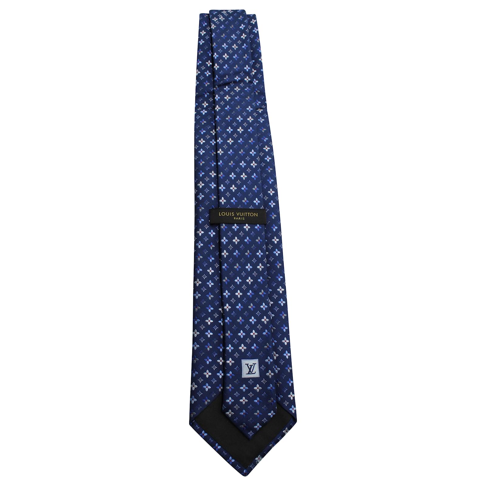 Louis Vuitton Blue, Pattern Print Silk Patterned Tie