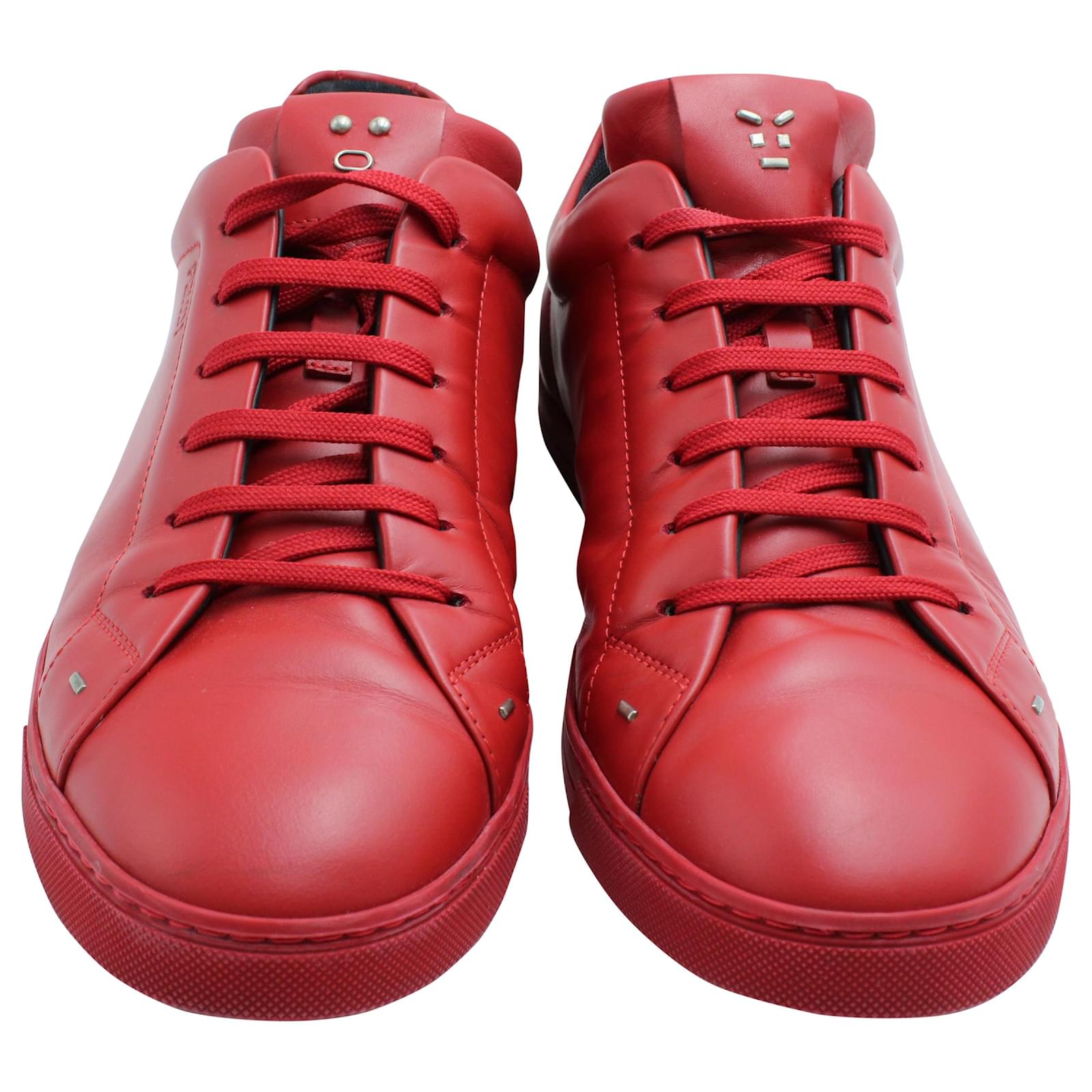 Christian Louboutin men sneakers US12M/EU46 Red leather solid low cut shoes  | eBay