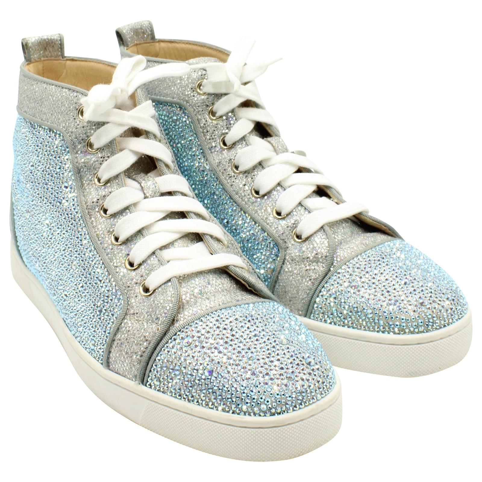Louis - High-top sneakers - Suede and strass - White - Christian Louboutin