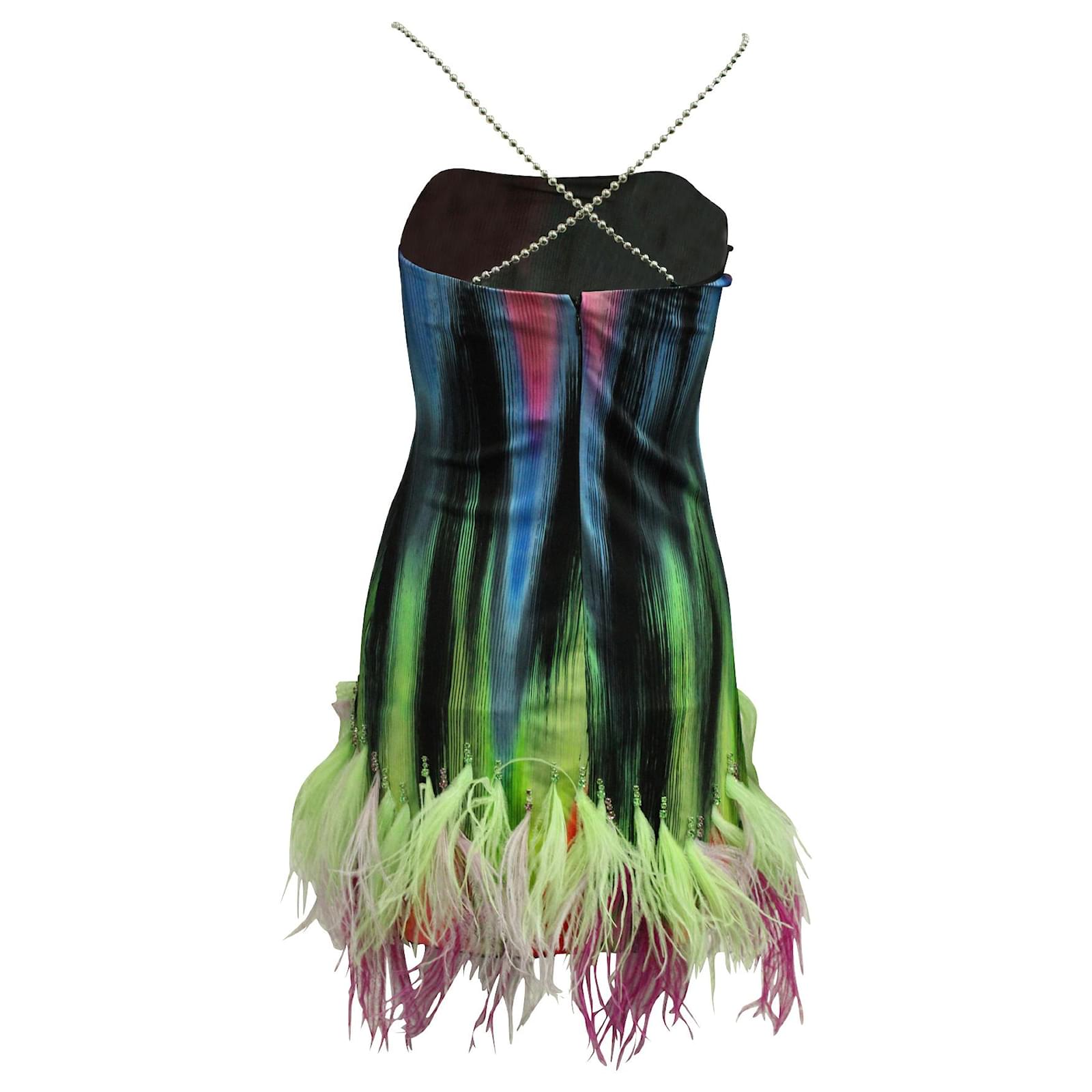 Autre Marque The Attico Fujiko Feather-Trimmed Mini Dress in