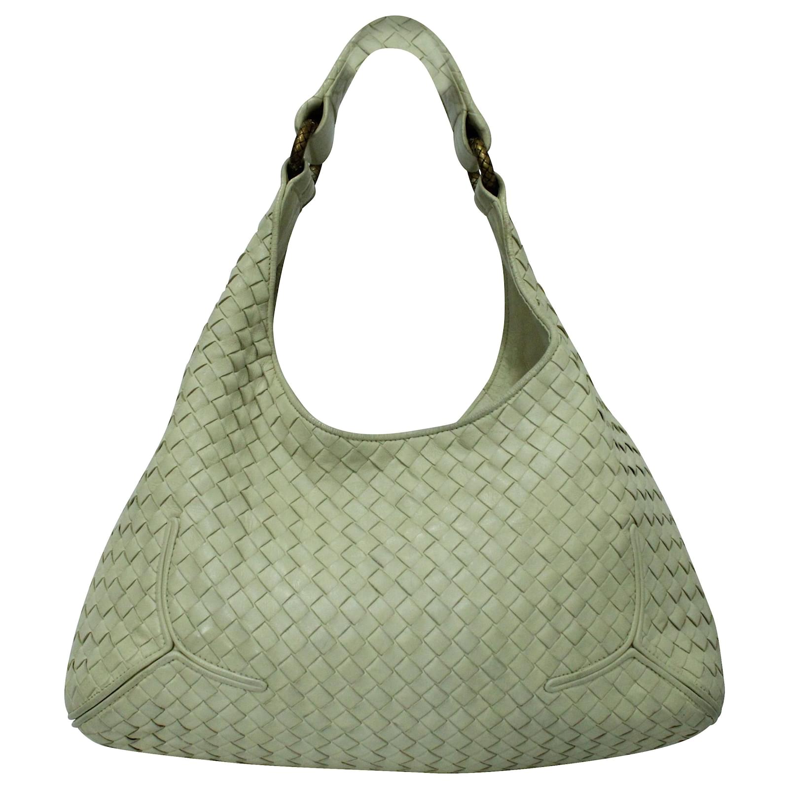 Bottega Veneta Intrechart Nappa One Shoulder Bag Pouch Hobo Handbag Ivory