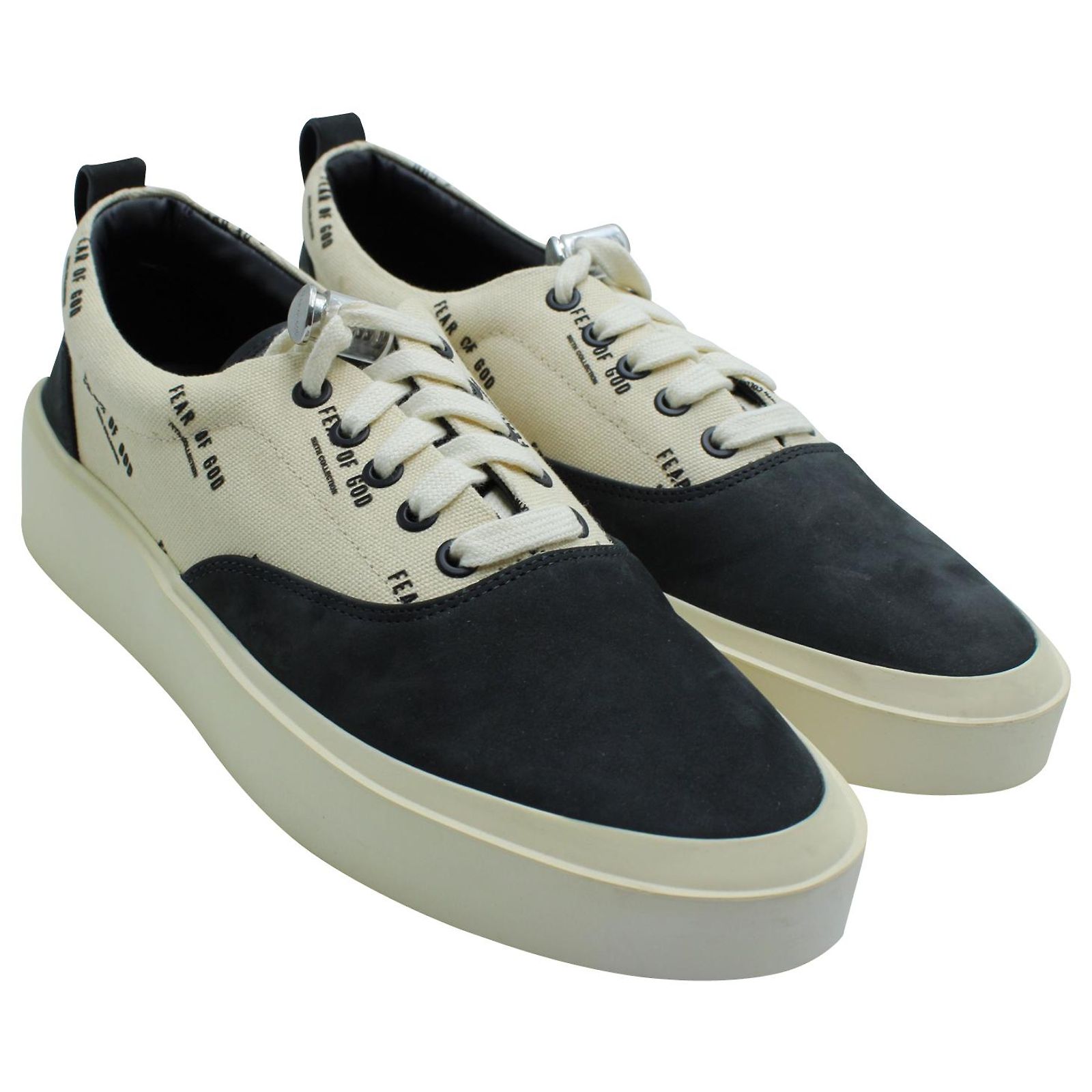 Fear of God 101 Monogram Lace Up Sneakers in Cream and Black 