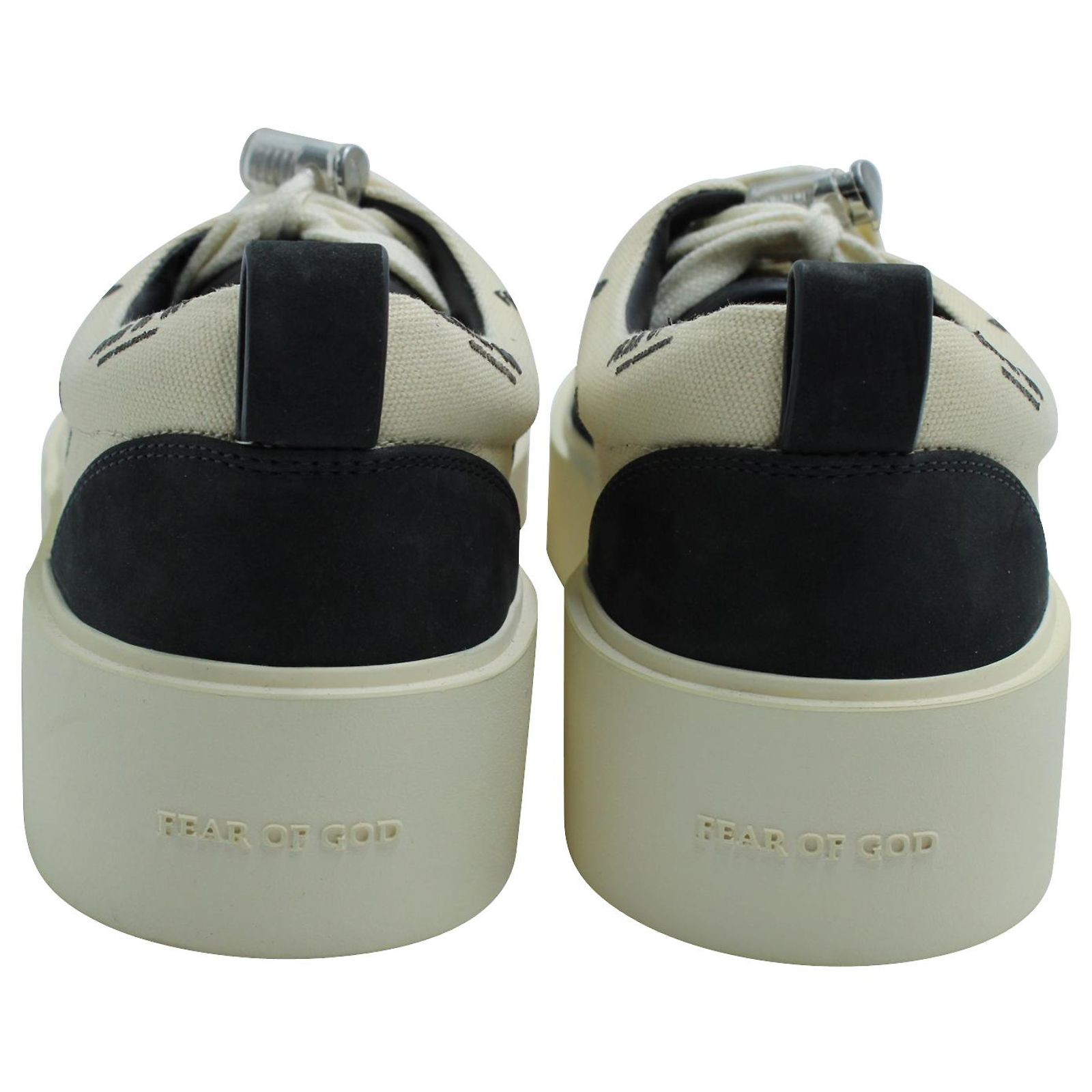 Fear of God 101 Monogram Lace Up Sneakers in Cream and Black 