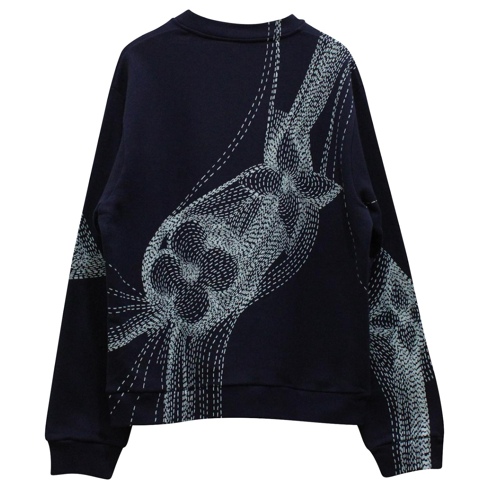 Louis Vuitton Monogram Flower Logo Knit Sweater Navy Cotton Silk