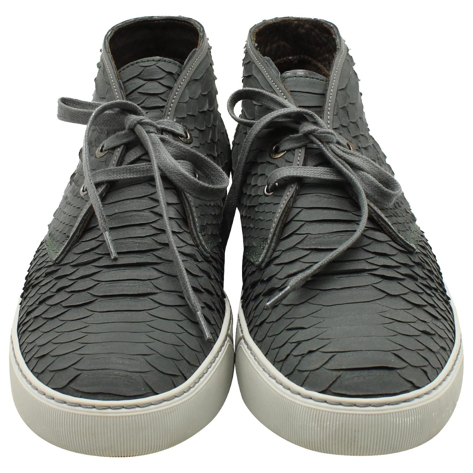 Lanvin Python Skin Sneakers in Grey Python Leather ref.571569 - Joli Closet