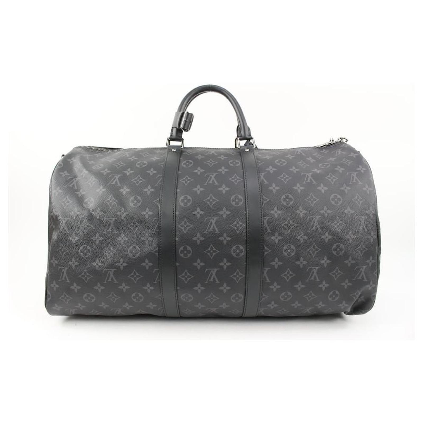 Louis Vuitton Black Monogram Eclipse Keepall Bandouliere 55 Duffle Bag  Strap 39l0V Leather ref.571796 - Joli Closet