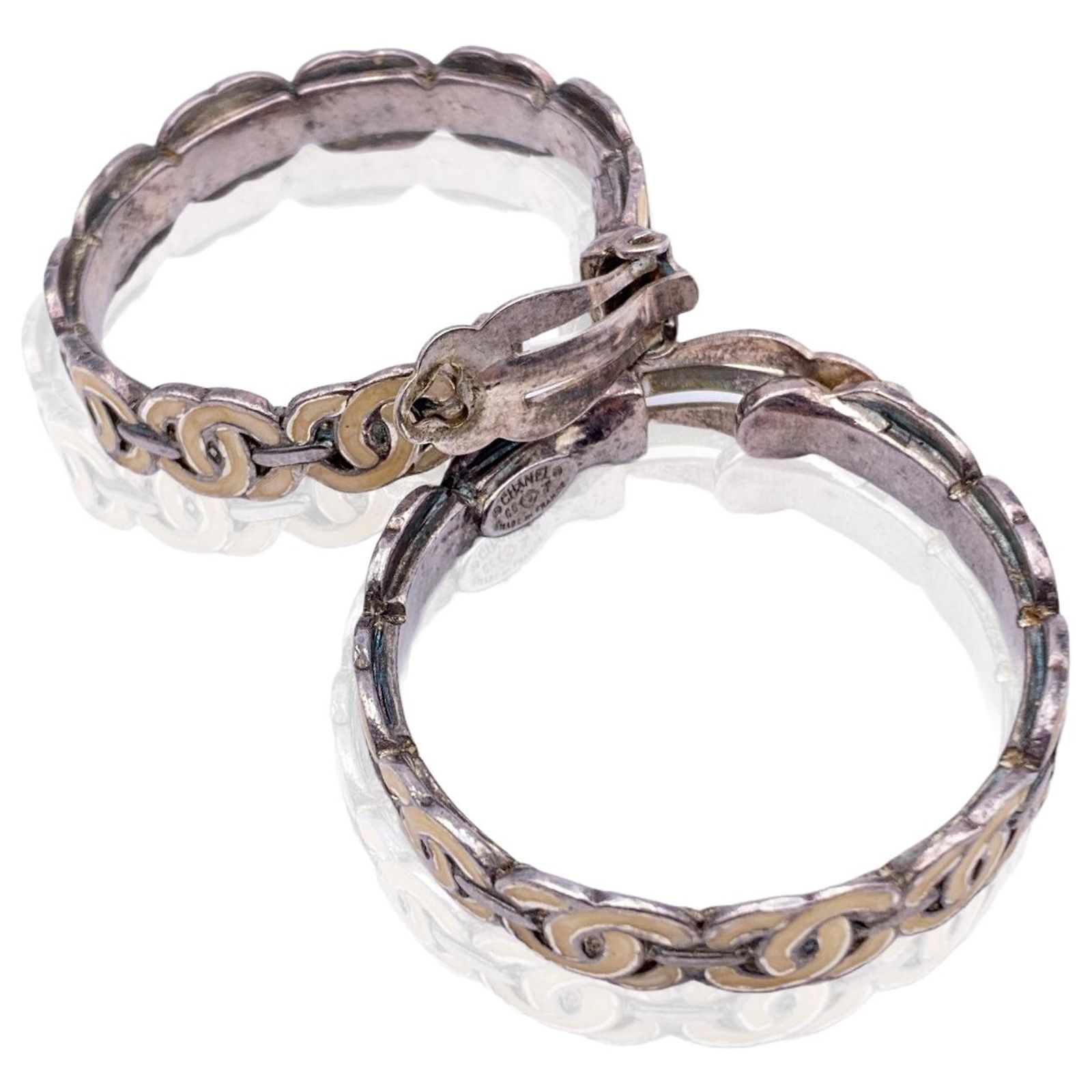 Boucles D'oreilles Karl Lagerfeld Vintage - Fermoir Clips, Couleur Doré - Occasion