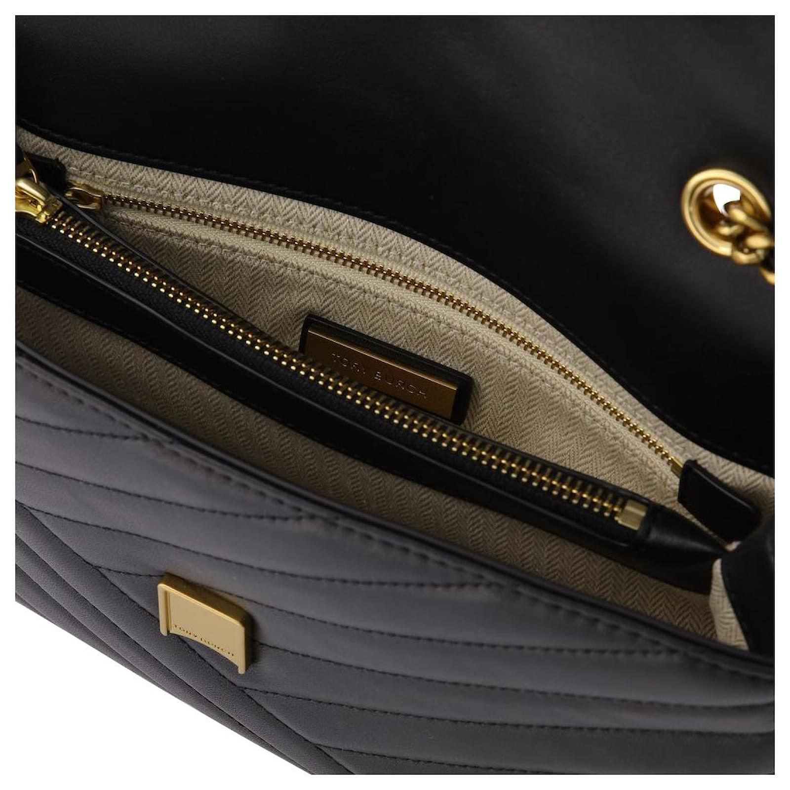 Tory Burch Kira Chevron Convertible Shoulder Bag in black leather  ref.572046 - Joli Closet