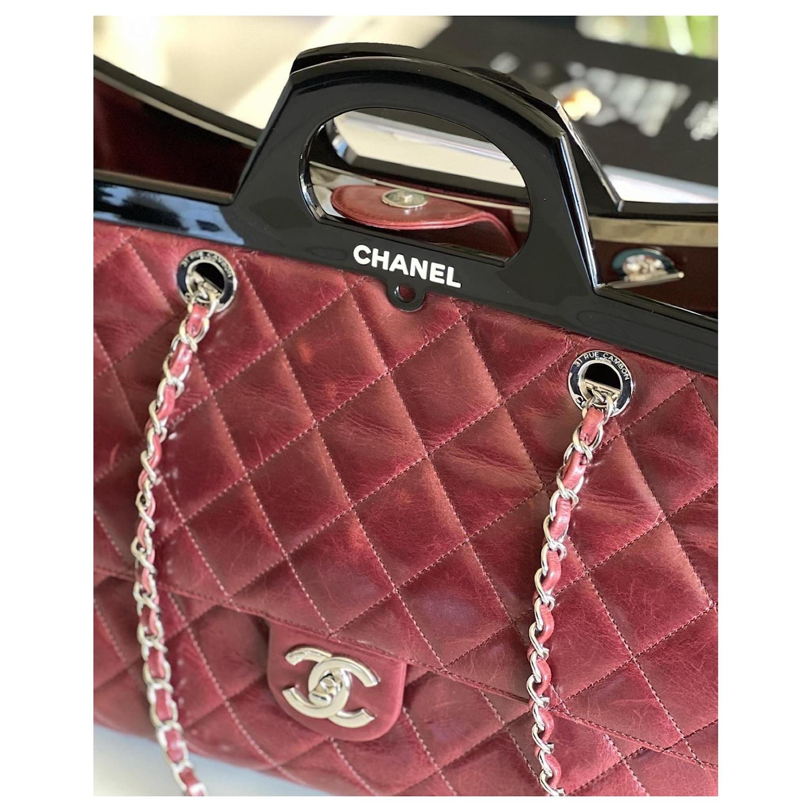 Chanel tote bag Dark red Leather ref.572342 - Joli Closet
