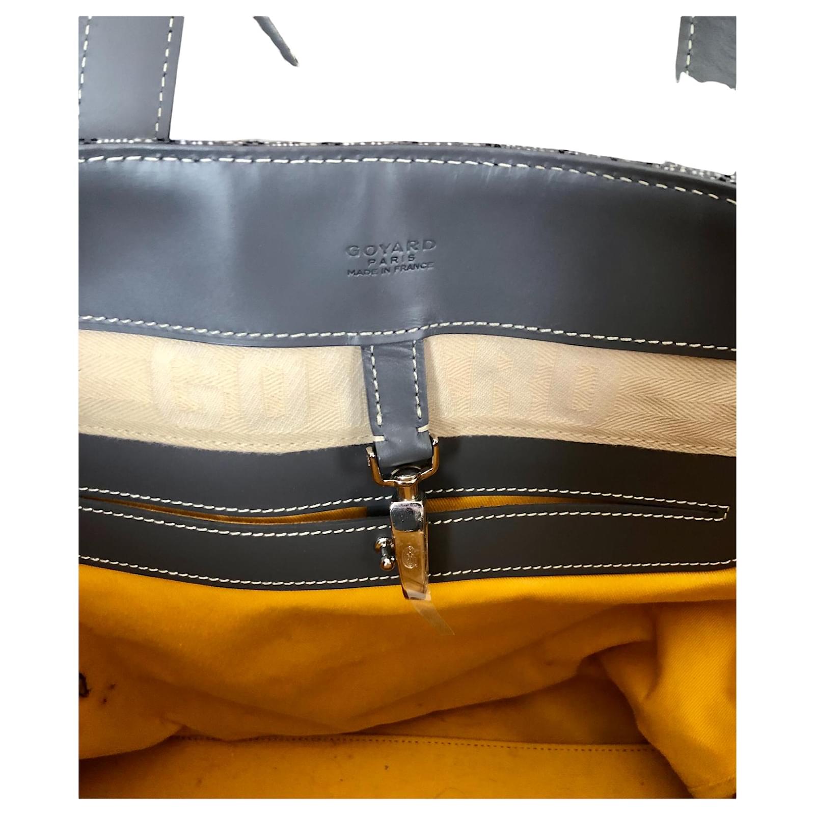 Goyard Travel bag Grey Caramel Leather Cloth ref.70525 - Joli Closet