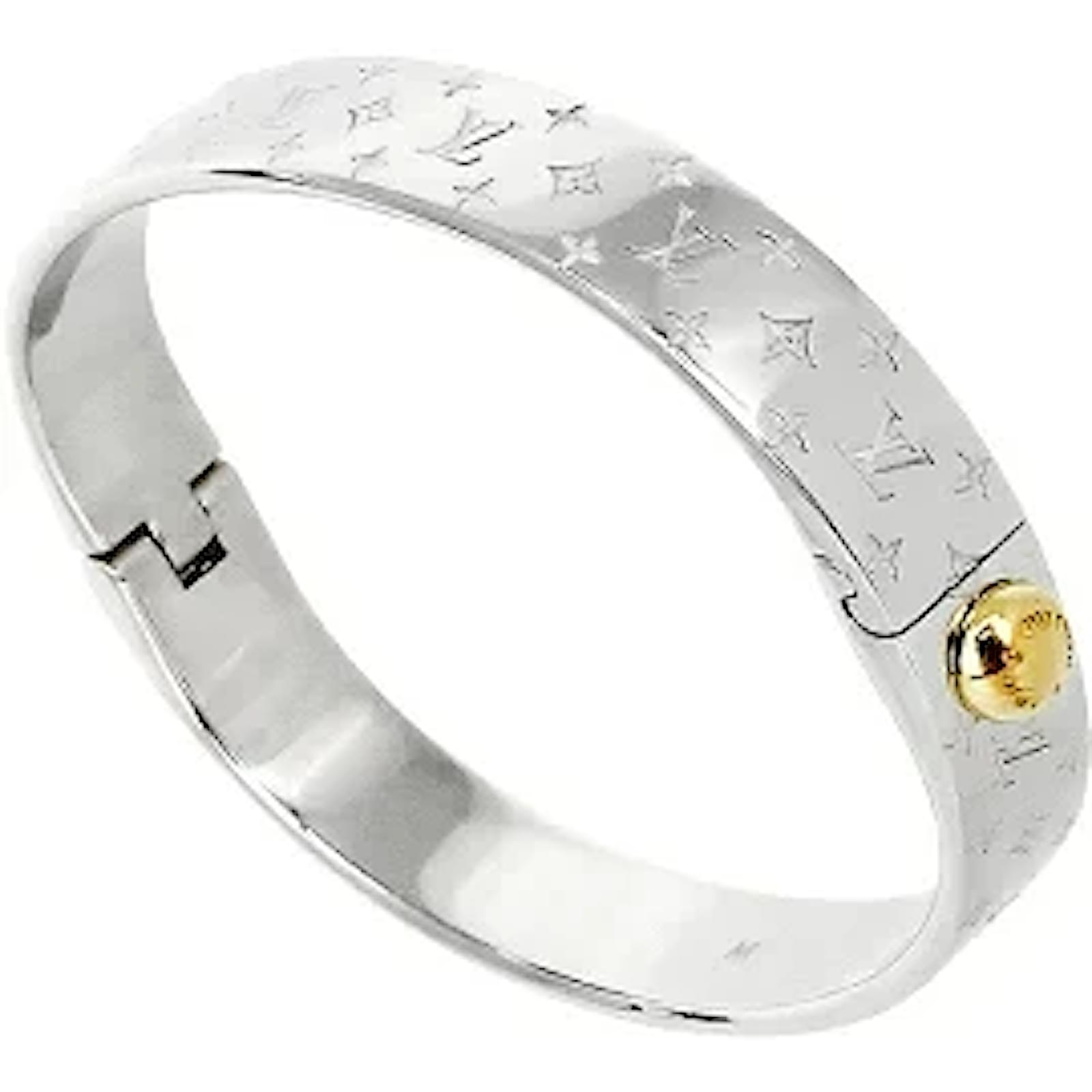 Louis Vuitton Nanogram Cuff Bracelet Metal with Crystals Gold 21663381