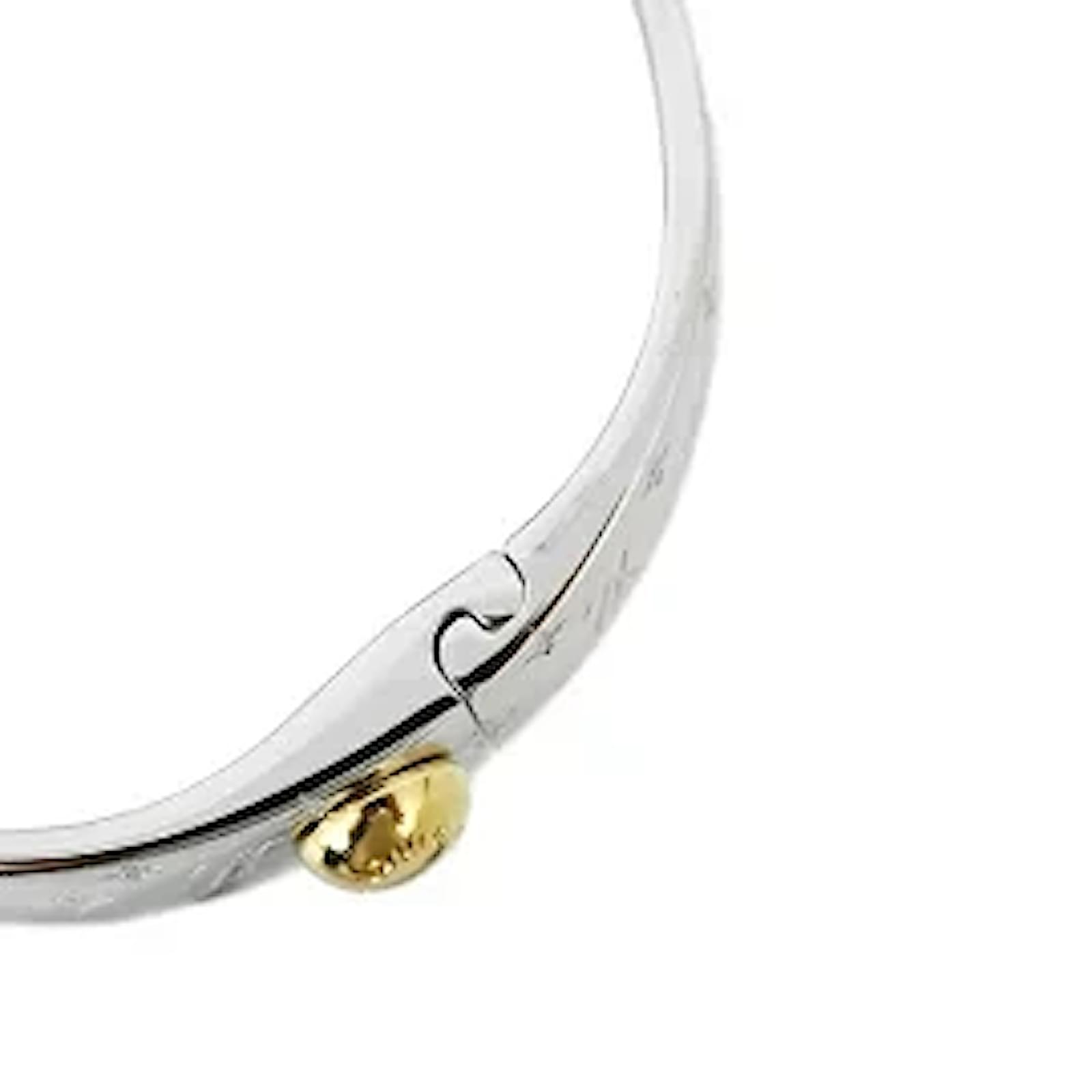 Louis Vuitton Cuff Nanogram M Size Monogram Silver Gold Studs Bracelet  Bangle Bangle Bracelet Accessory LV Logo Silver hardware Gold hardware  Metal ref.572565 - Joli Closet