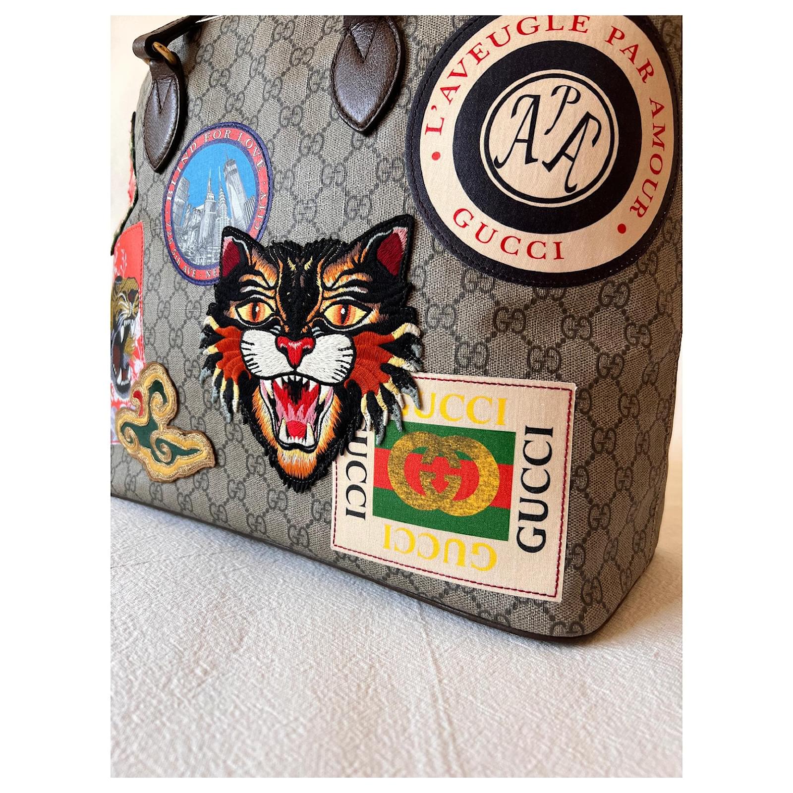 Borsa tote Gucci Supreme con patch Multicolore Pelle Tela ref.572762 - Joli  Closet