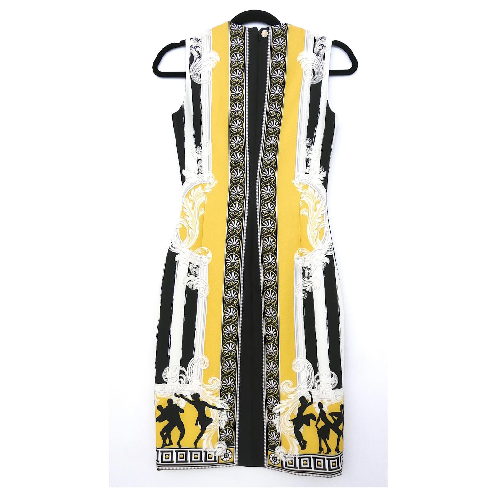 Versace Collection Humbug Stripe Printed Shift Dress Black White