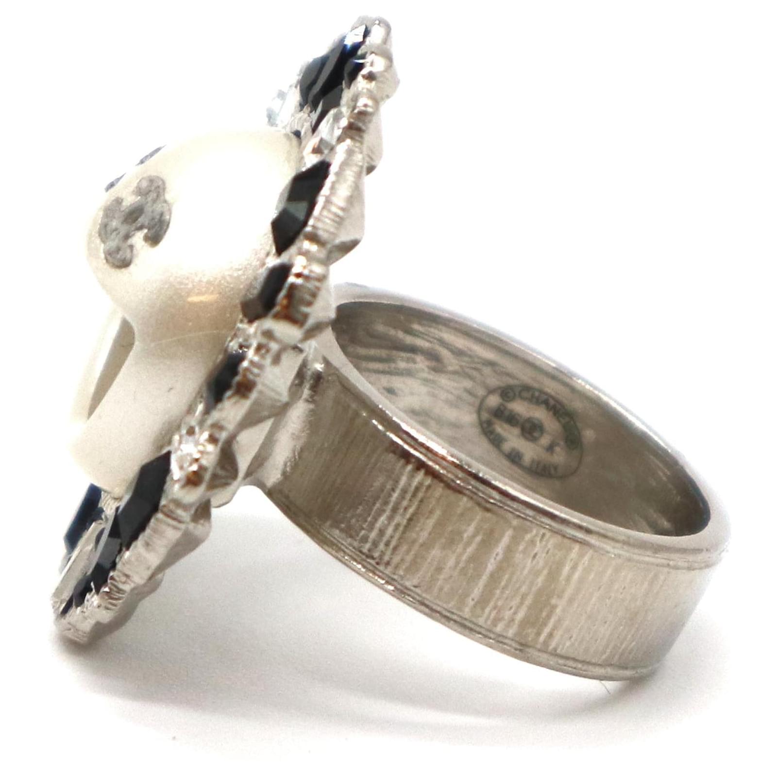 Chanel Silver CC Takashi Murakami Sun Flower Ring Multiple