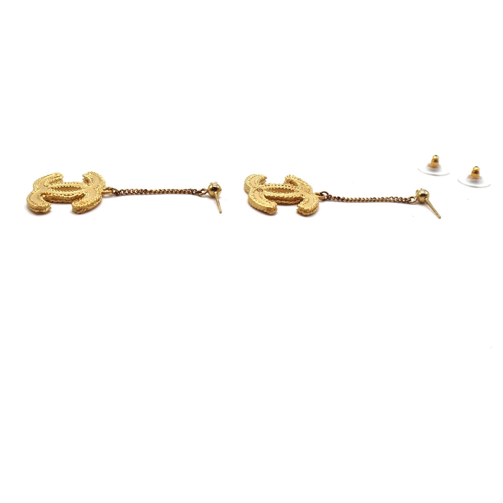 Chanel Gold CC Celebrity Runway Dangle Earrings