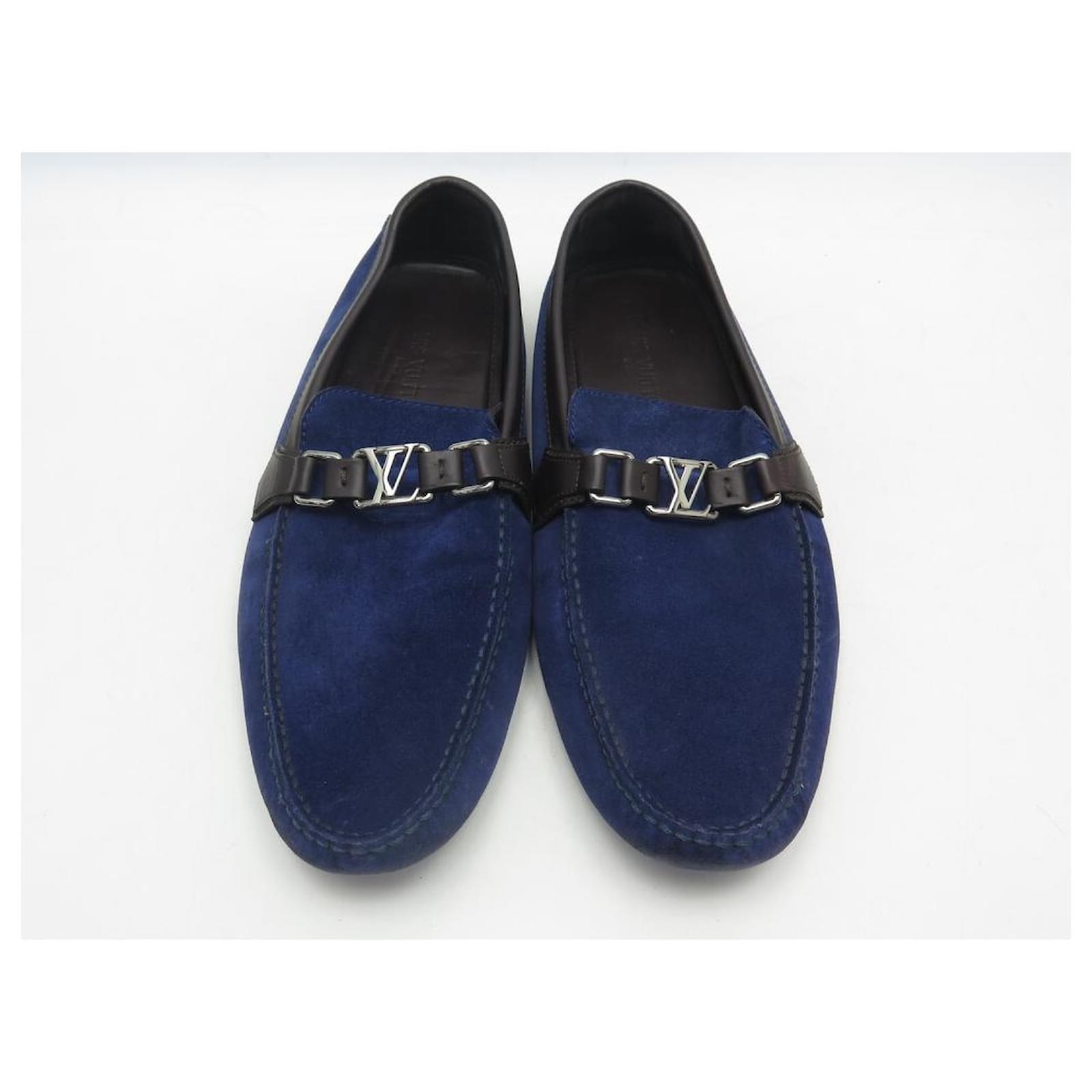 Louis Vuitton Men's Blue Suede Camo Monogram Mocassins Loafer – Luxuria &  Co.