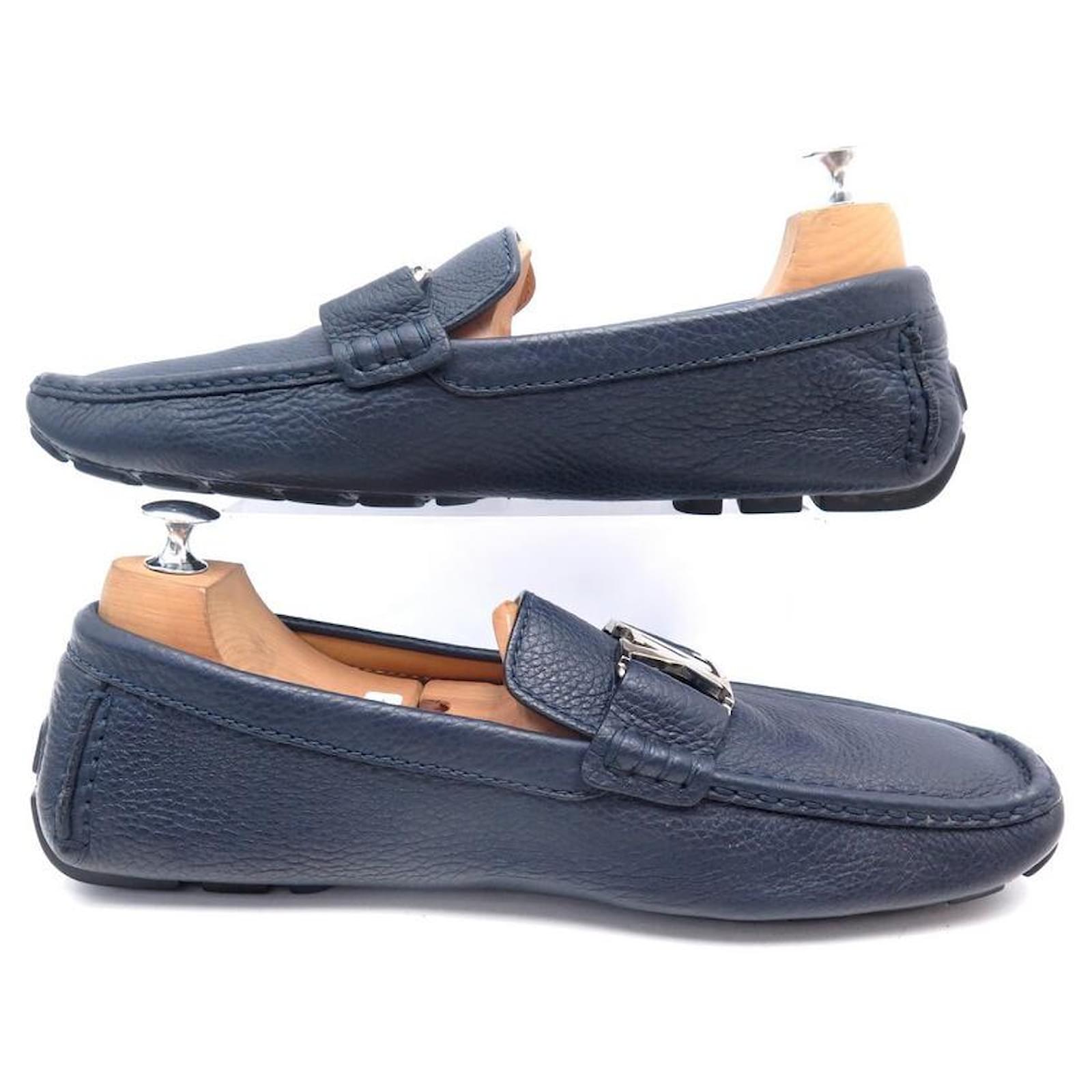 Louis Vuitton BLUE Monte Carlo TAIGA UK8.5 /US9.5 loafer shoes Authentic