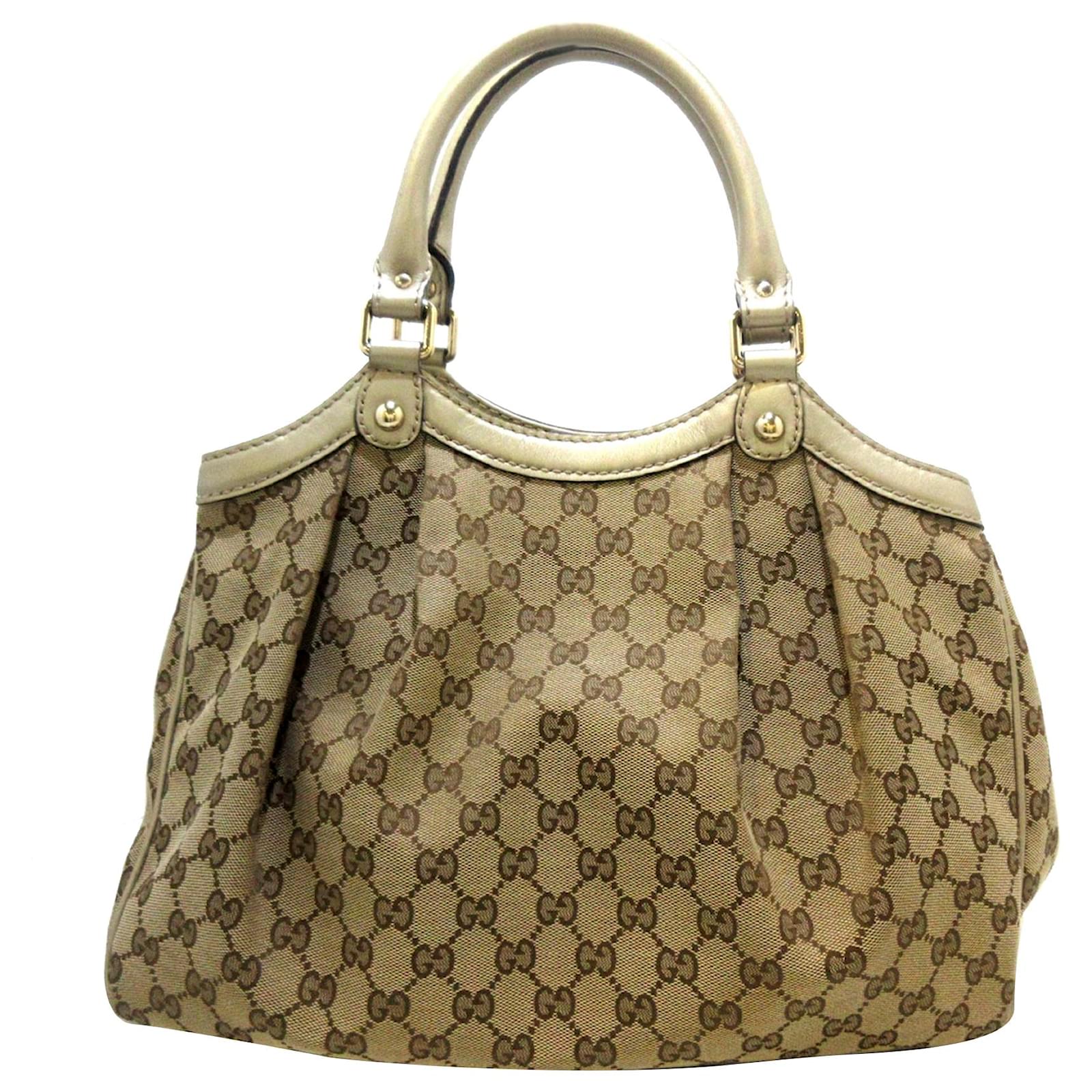 Gucci Beige/White GG Canvas Medium Sukey Tote Bag