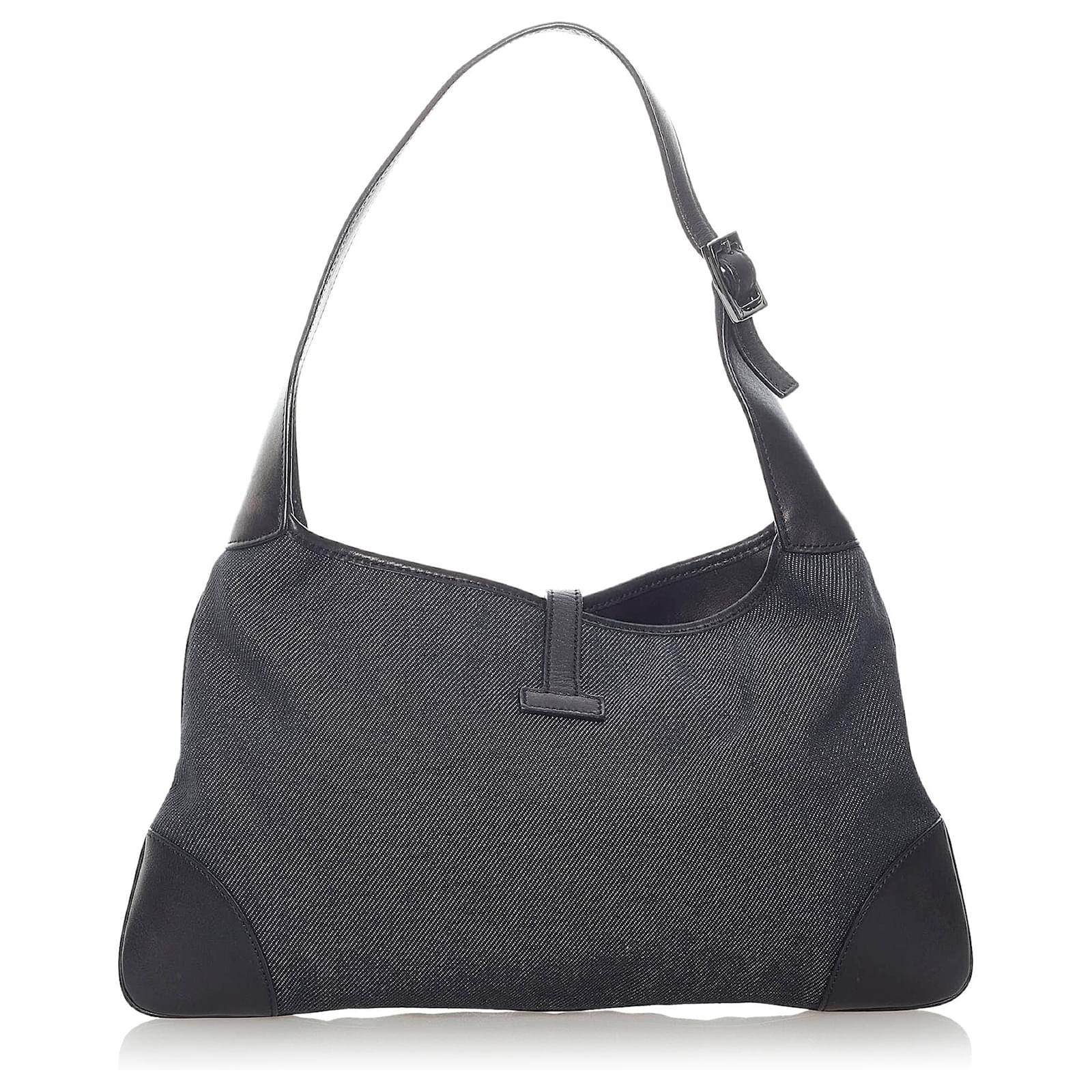 Gucci Black Denim Jackie Shoulder Bag Hobo 