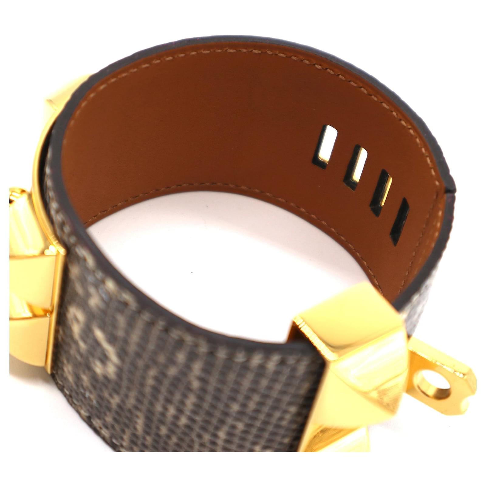 Hermès Gold Ombre Collier De Chien Cdc Lizard Skin Leather Bracelet Golden  ref.575204 - Joli Closet