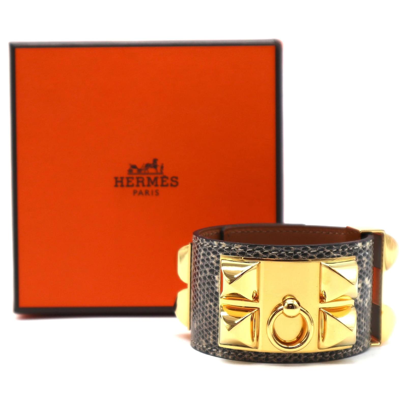 Hermès Gold Ombre Collier De Chien Cdc Lizard Skin Leather Bracelet Golden  ref.575204 - Joli Closet