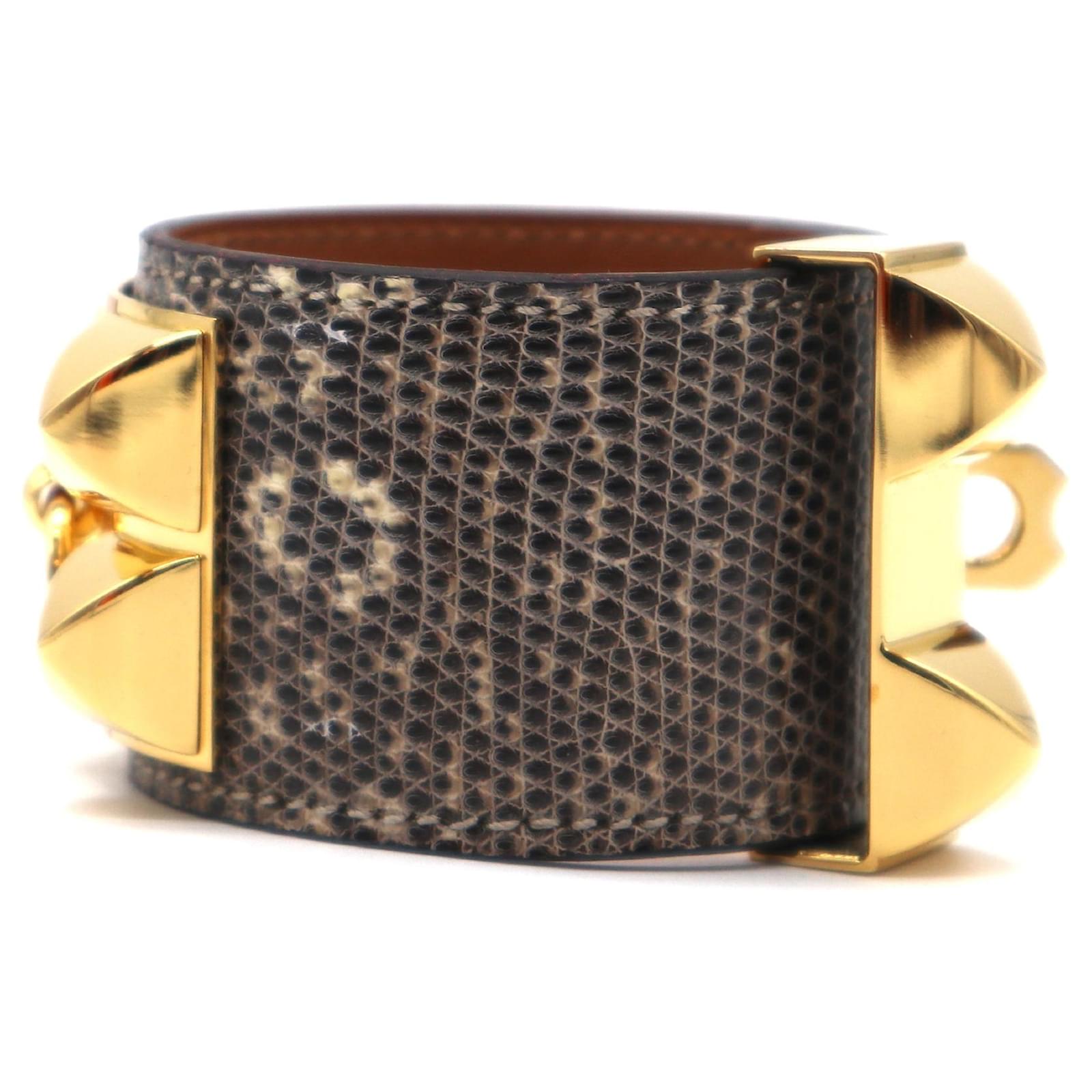 Hermès Gold Ombre Collier De Chien Cdc Lizard Skin Leather Bracelet Golden  ref.575204 - Joli Closet