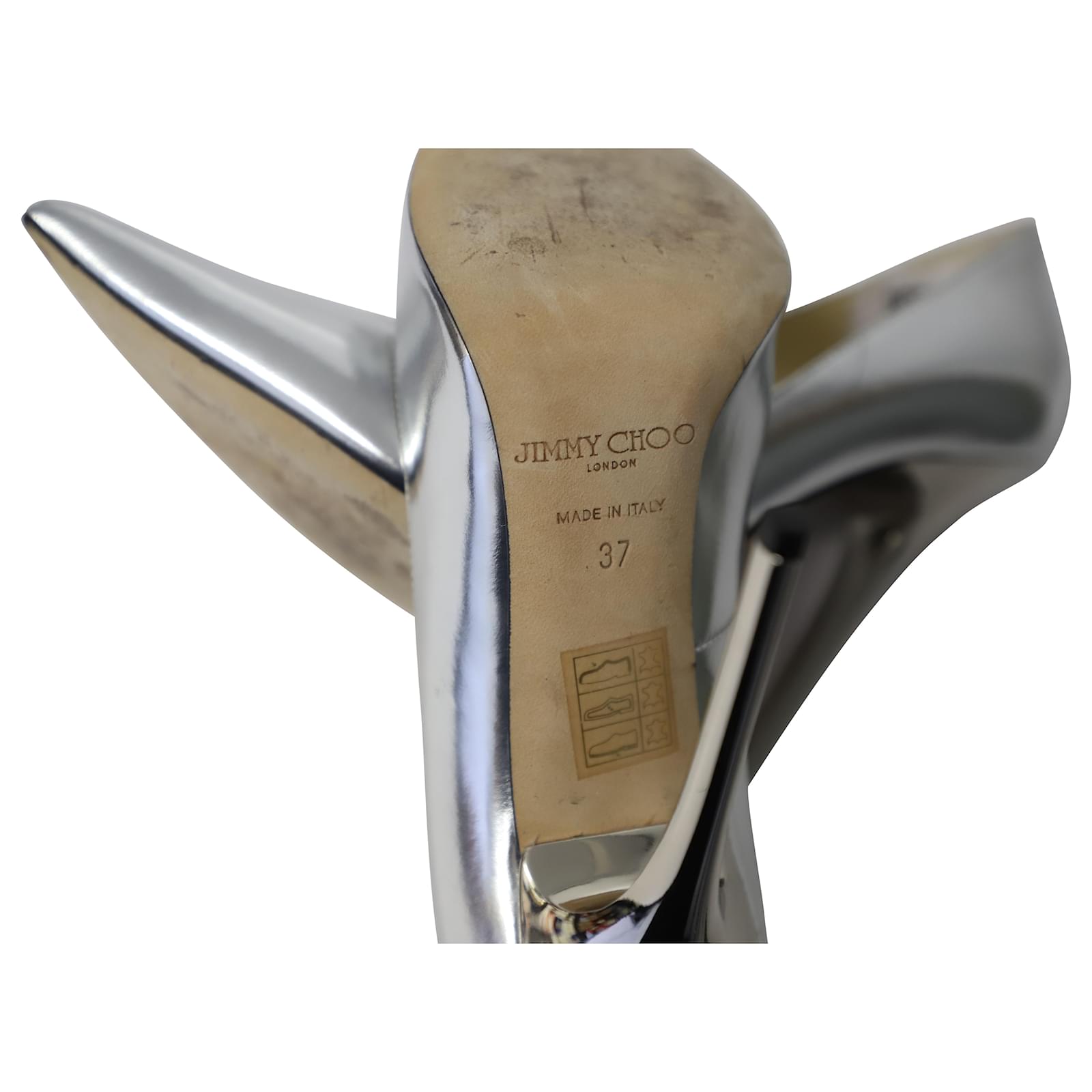 Jimmy Choo Anouk 120 Heels in Silver Leather Silvery ref.576199